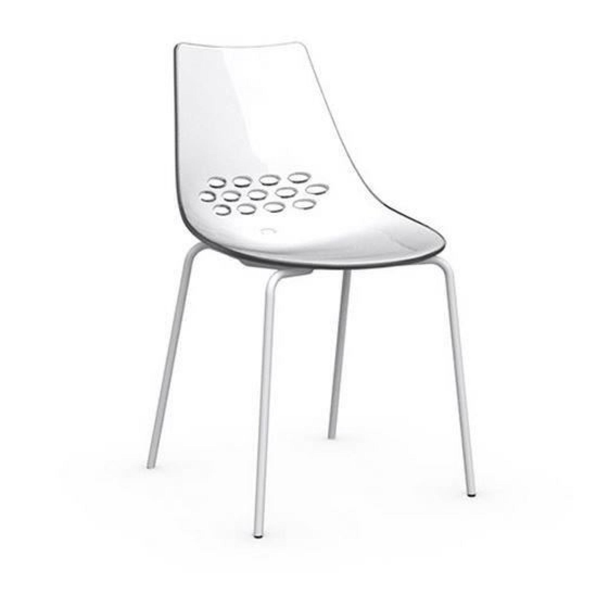 Chaise design JAM blanche et transparente avec piétement laqué blanc de CALLIGARIS  pas cher