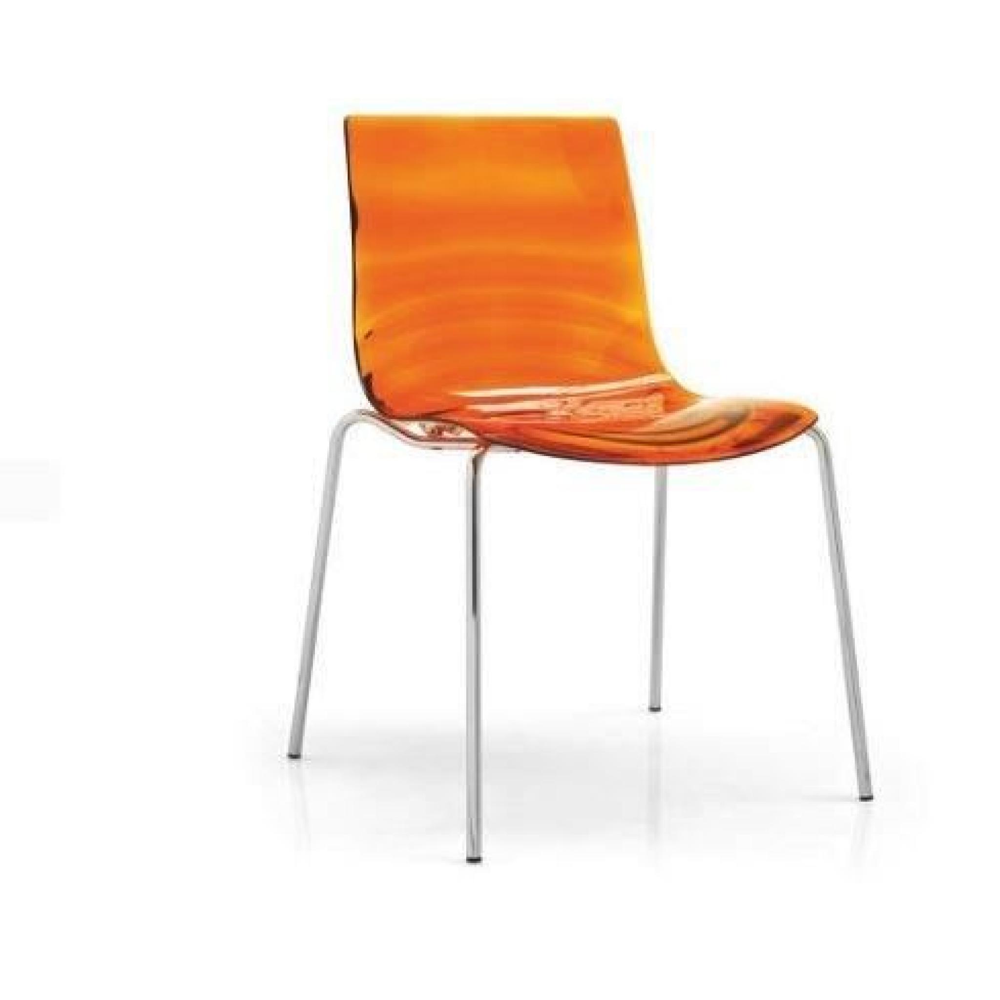 Chaise design l'EAU orange transparente de CALLIGARIS