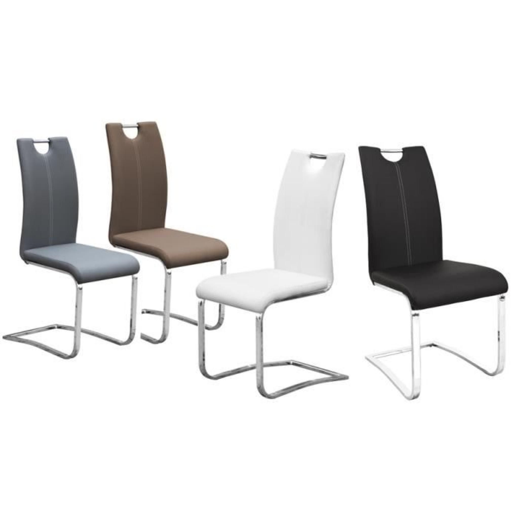 Chaise design métal et PU ERINA (lot de 4) Lot de 4 chaises blanc