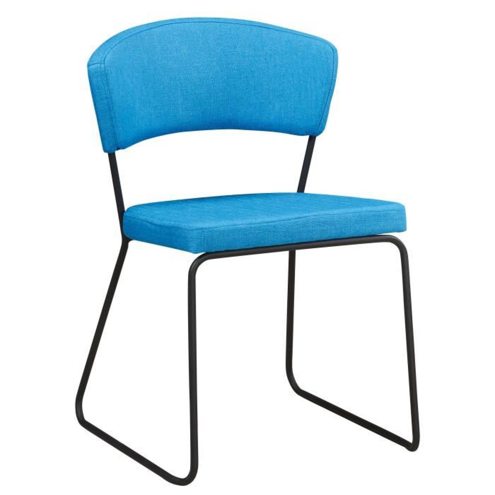 Chaise design minimaliste en tissus coloris bleu azur