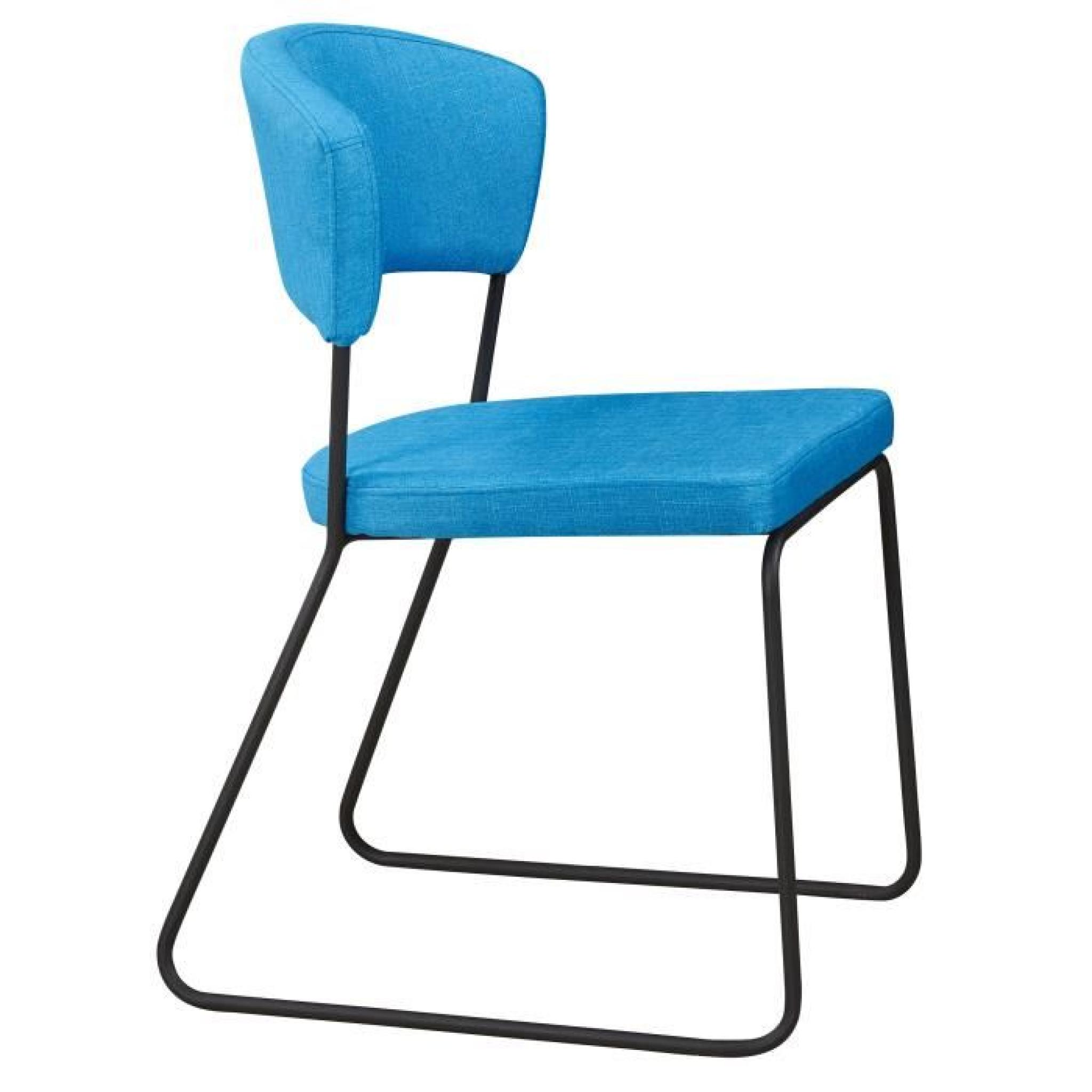 Chaise design minimaliste en tissus coloris bleu azur pas cher