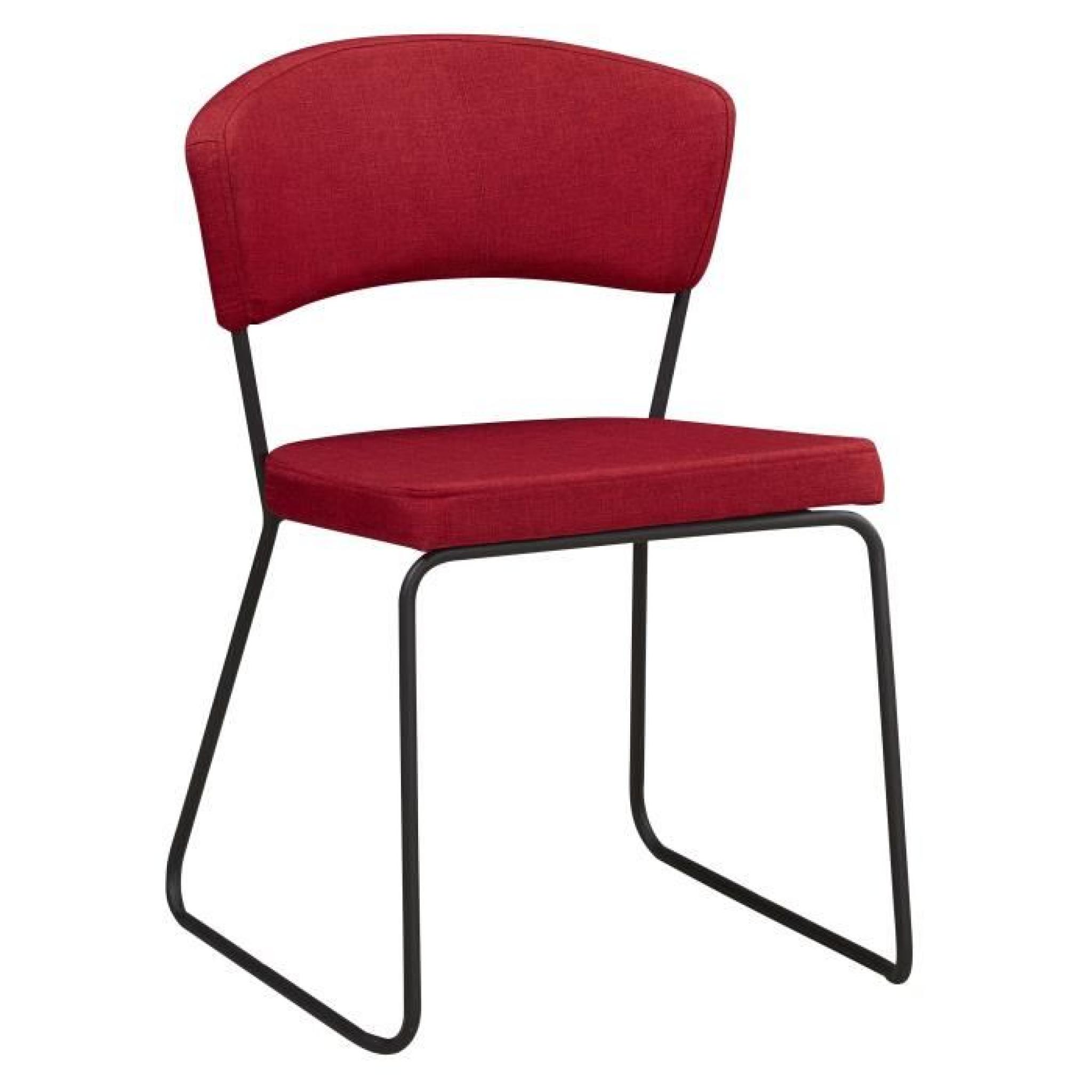 Chaise design minimaliste en tissus coloris rouge cinabre