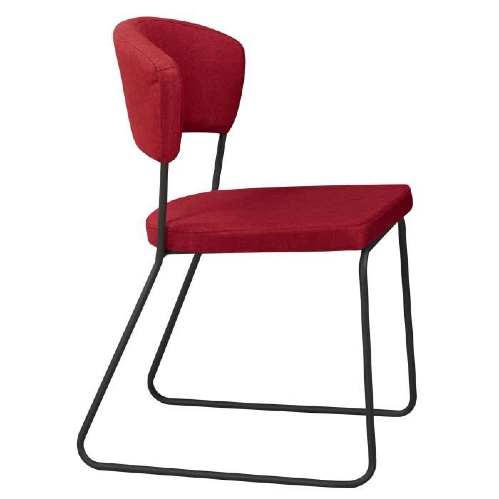 Chaise design minimaliste en tissus coloris rouge cinabre pas cher
