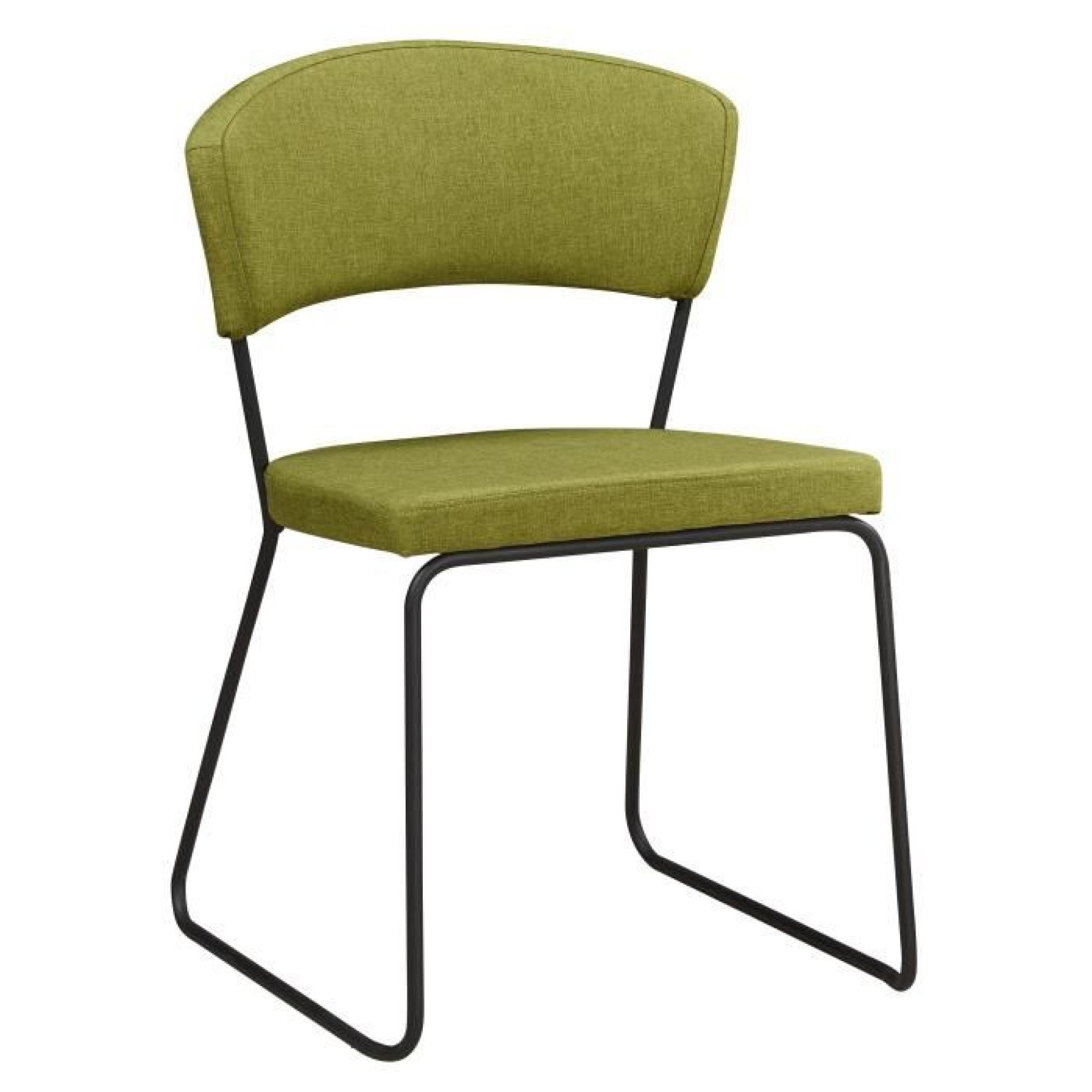 Chaise design minimaliste en tissus coloris vert olive