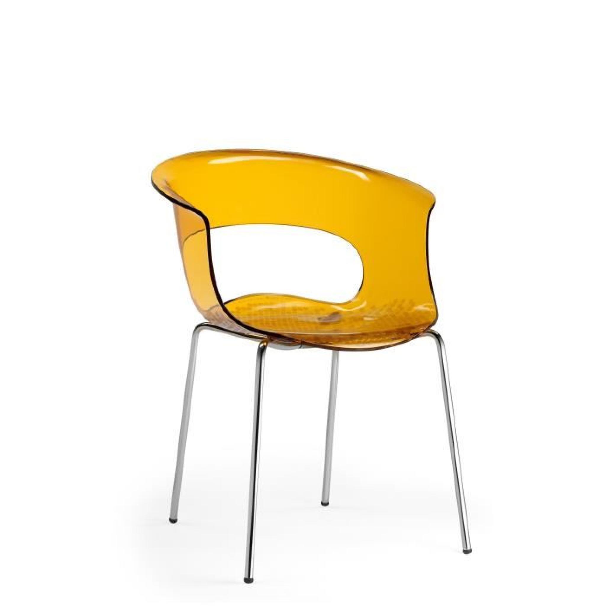Chaise design - MISS B ANTICHOCK 4 legs - deco Orange transparent