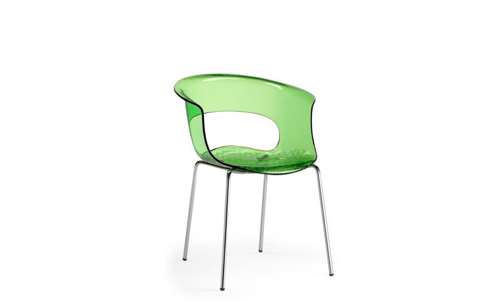 Chaise design - MISS B ANTICHOCK 4 legs - deco Vert transparent