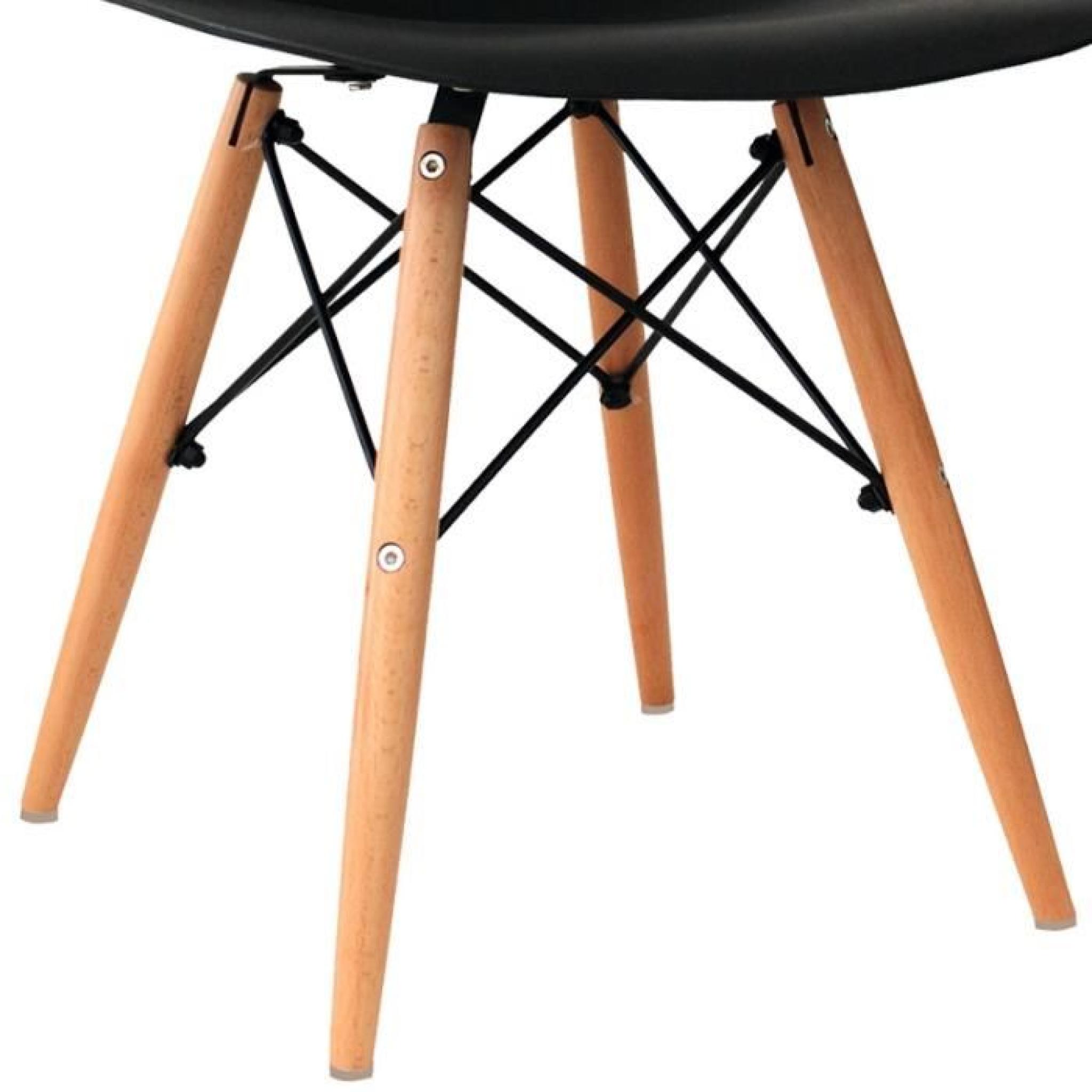 Chaise design noir pieds en bois RETRO lot de 6 pas cher
