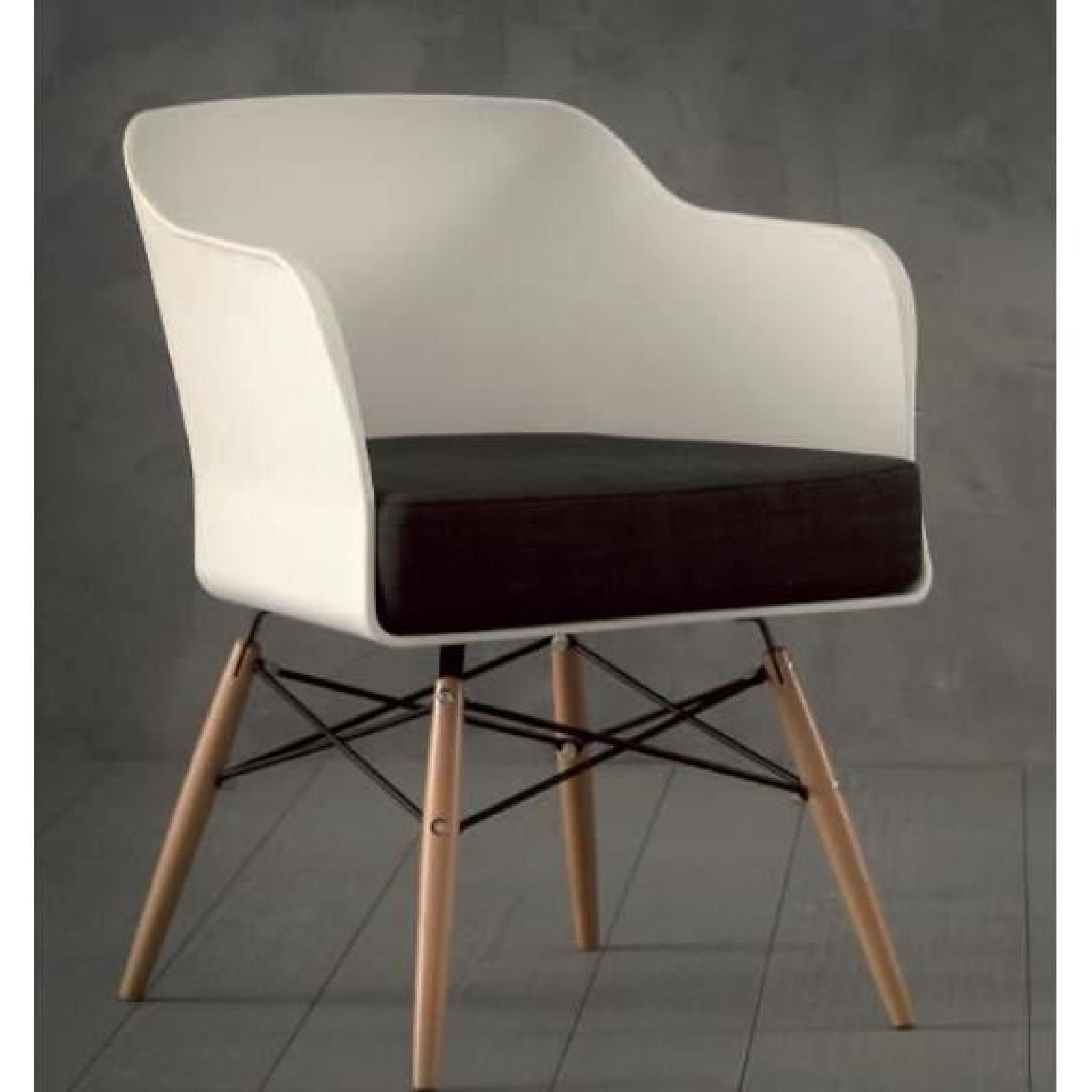 Chaise design NORDIKA blanche et hêtre massif