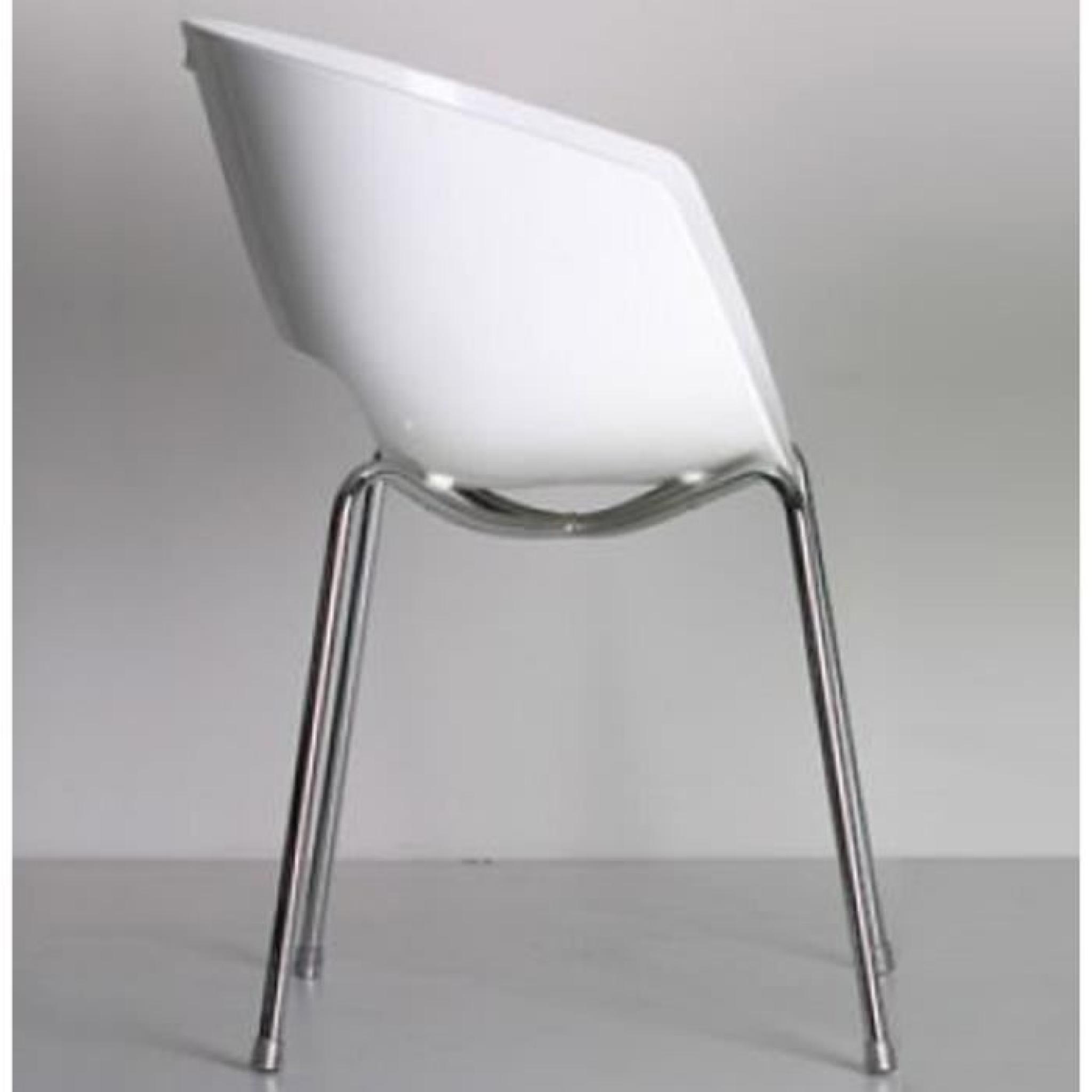 Chaise design 'ORBIT' coque plastique blanche pas cher