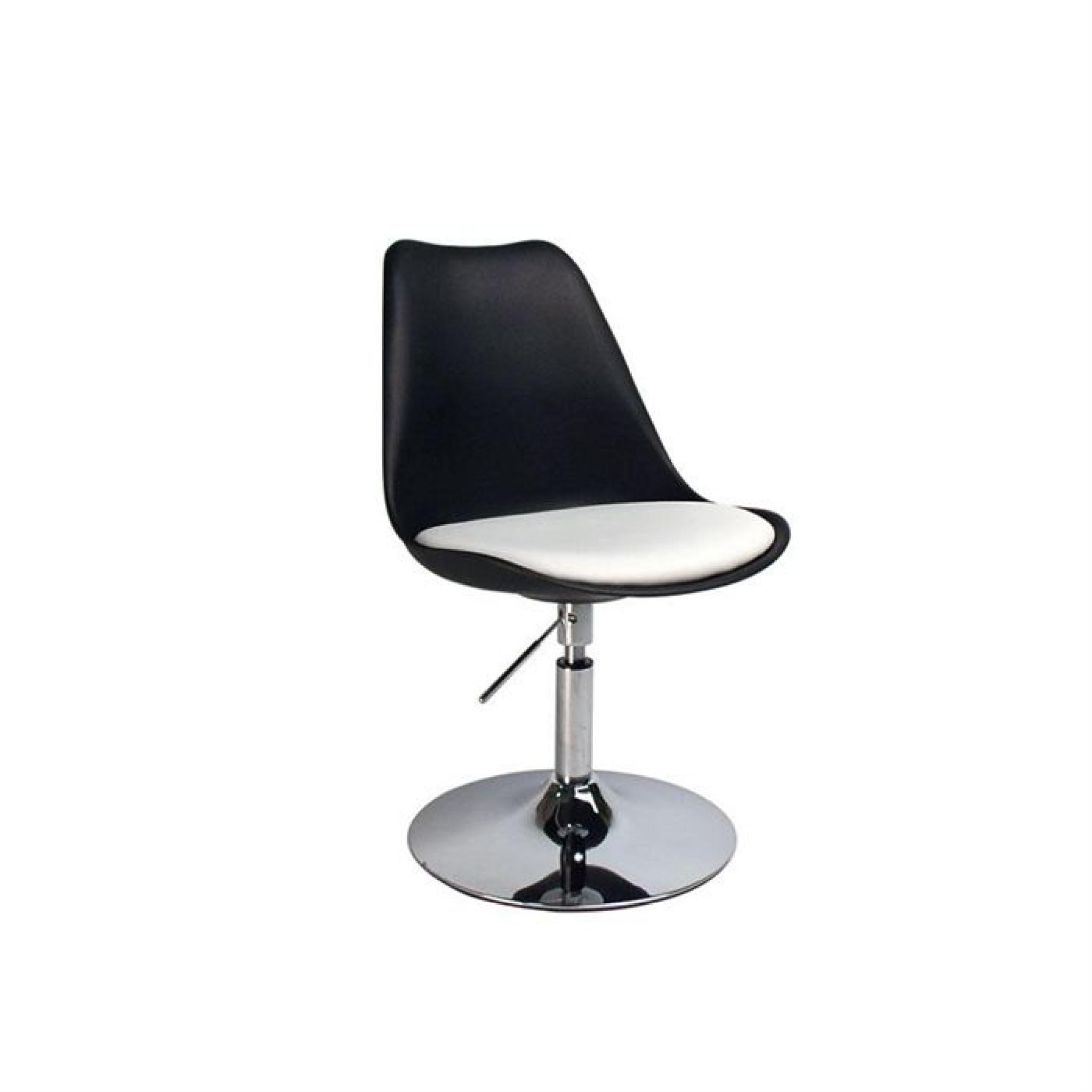 Chaise design pivotante noir et blanc STEEVY
