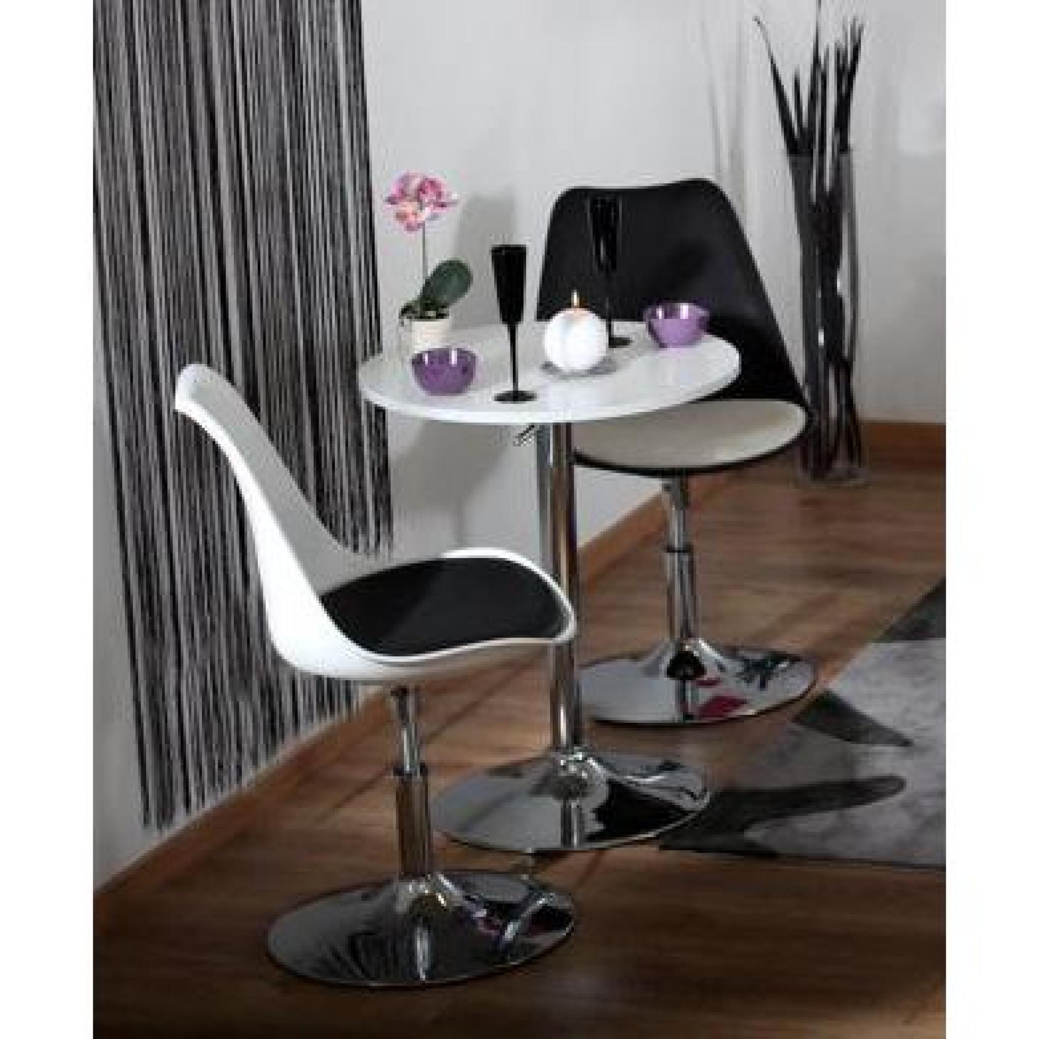 Chaise design pivotante noir et blanc STEEVY pas cher