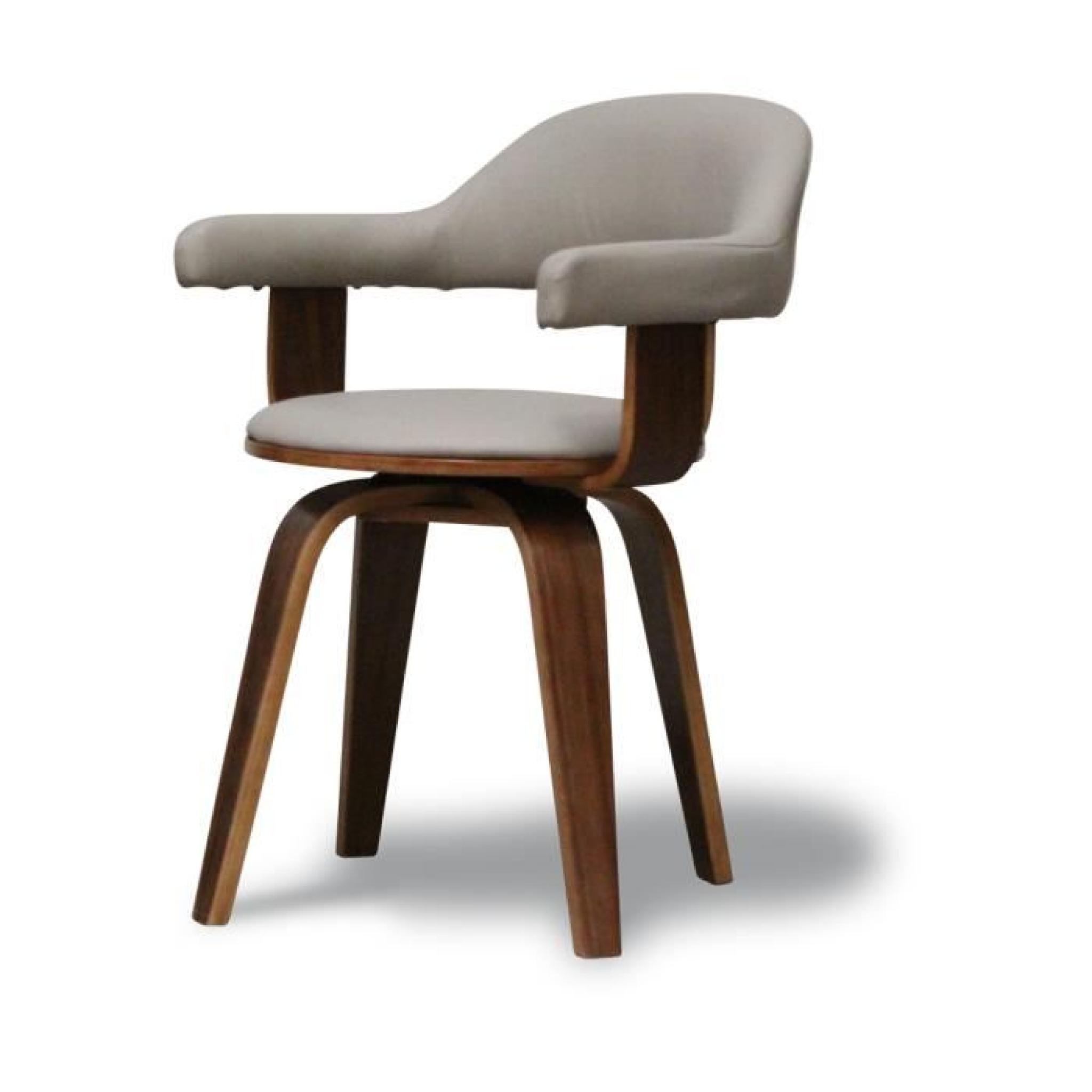 Chaise design polyuréthane taupe et bois massif…