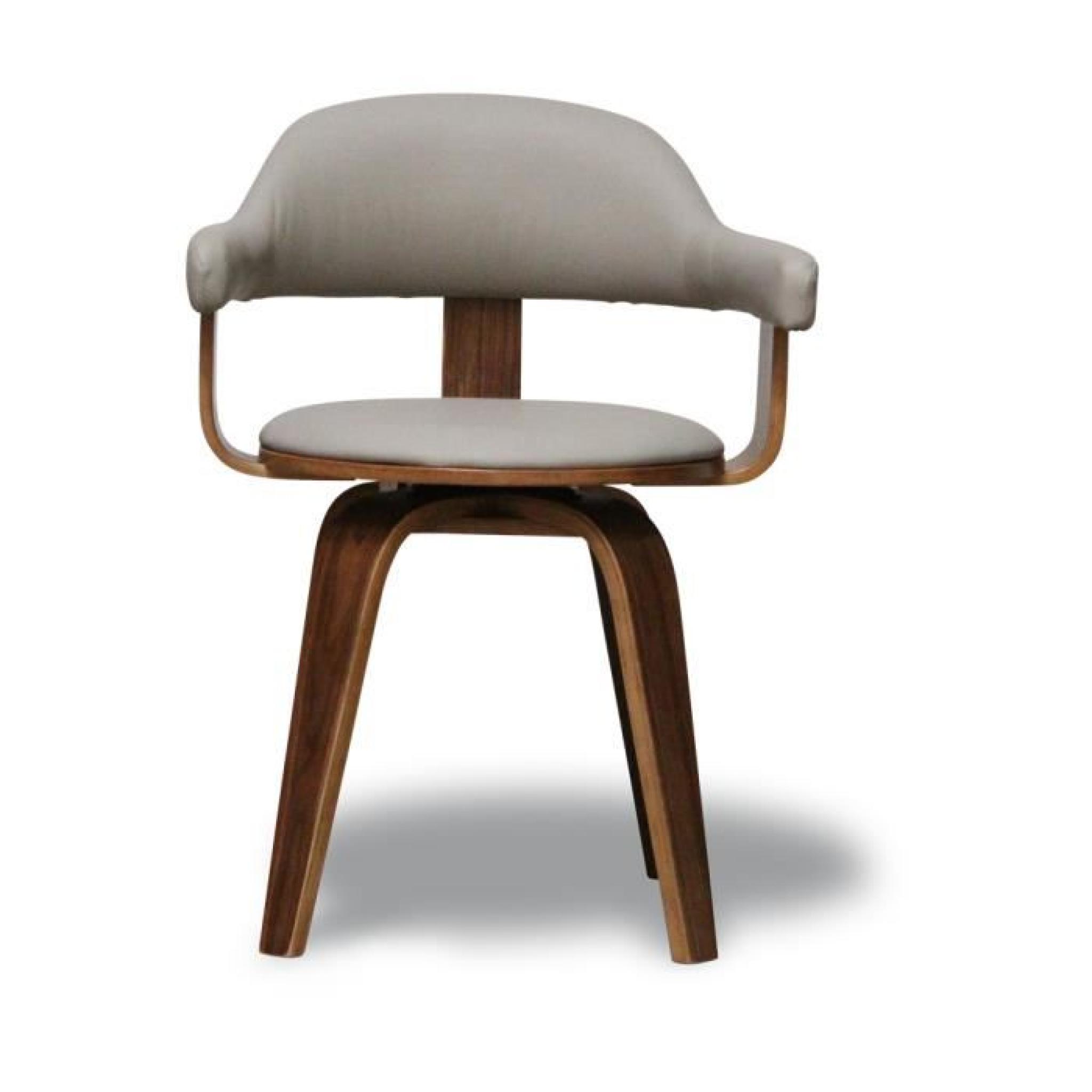 Chaise design polyuréthane taupe et bois massif… pas cher