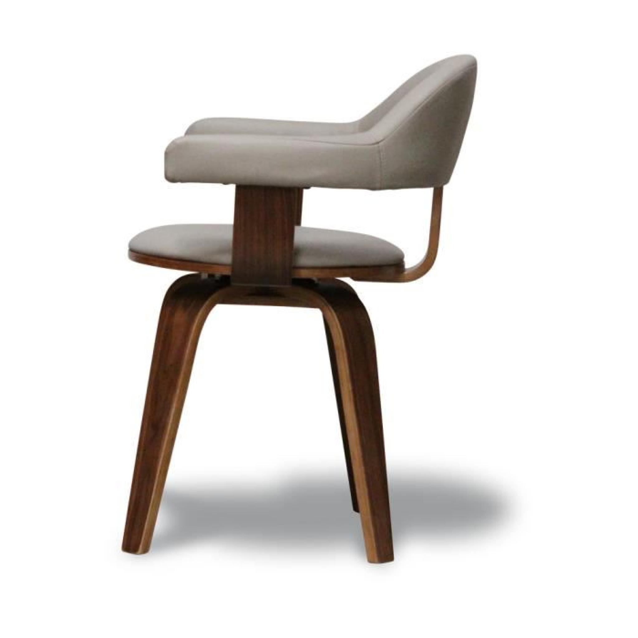 Chaise design polyuréthane taupe et bois massif… pas cher