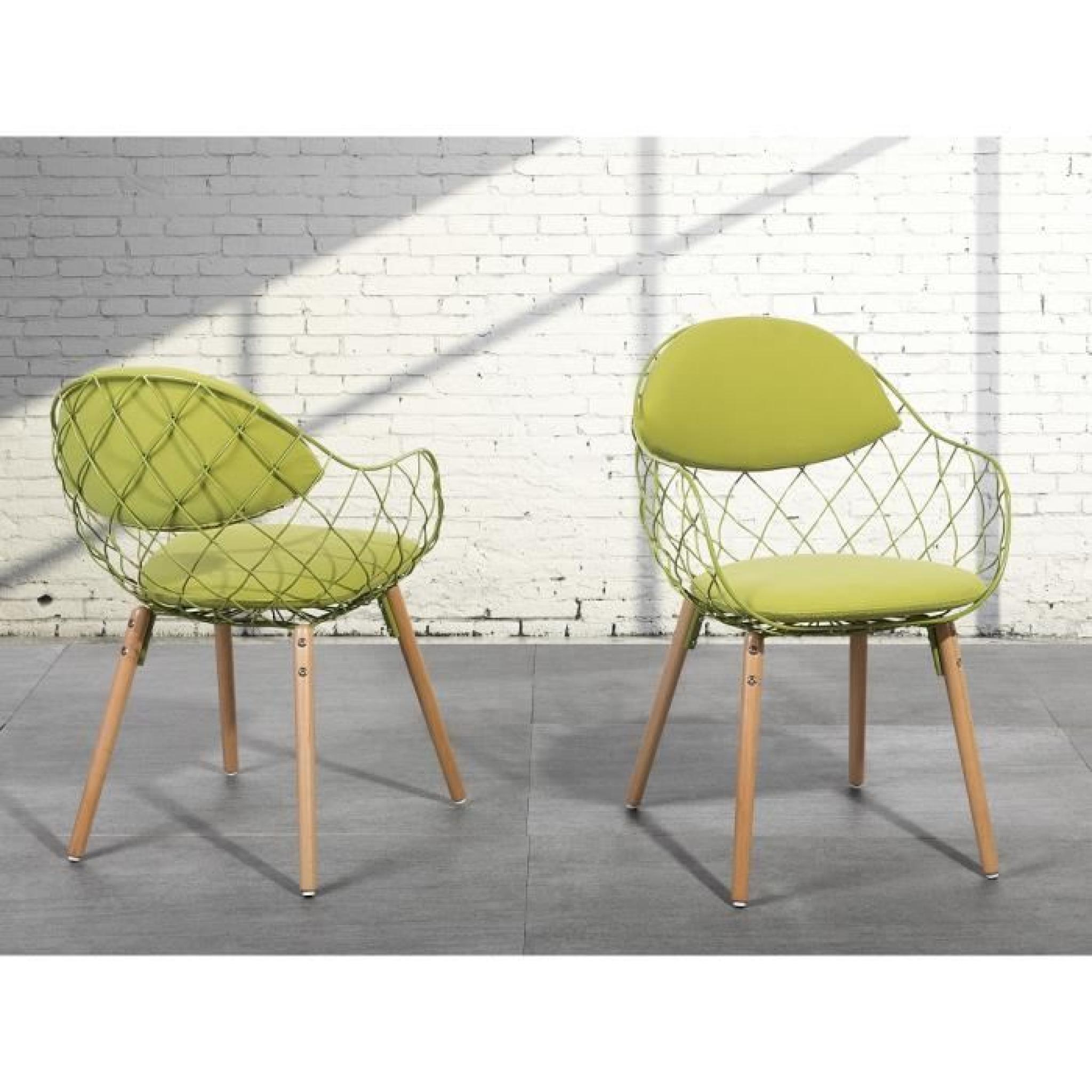 Chaise design - siège en métal vert - Metropolitan