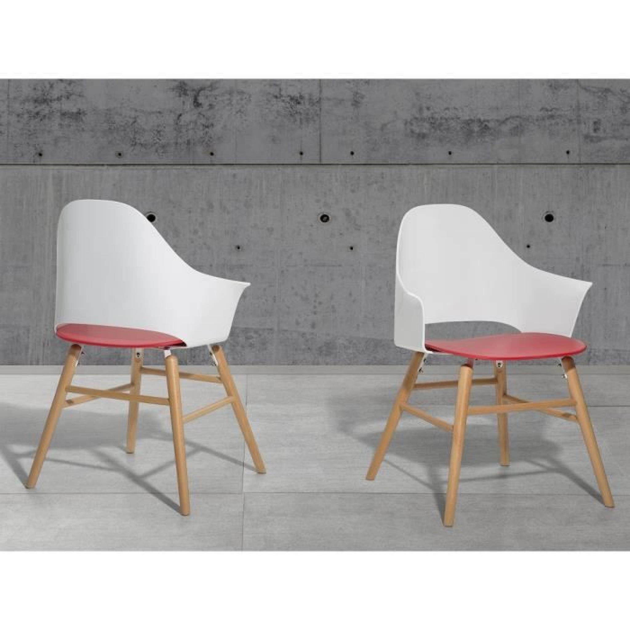 Chaise design - siège en plastique blanc / rouge - Boston