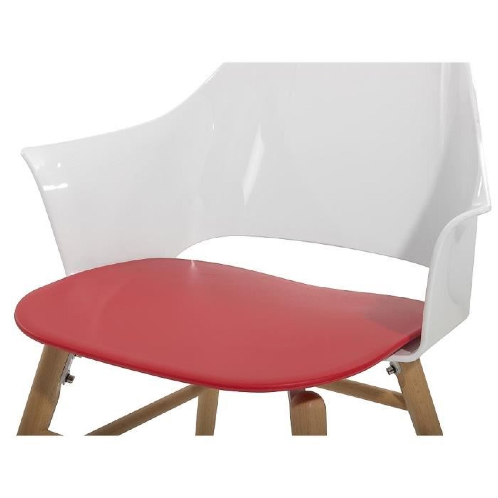 Chaise design - siège en plastique blanc / rouge - Boston pas cher