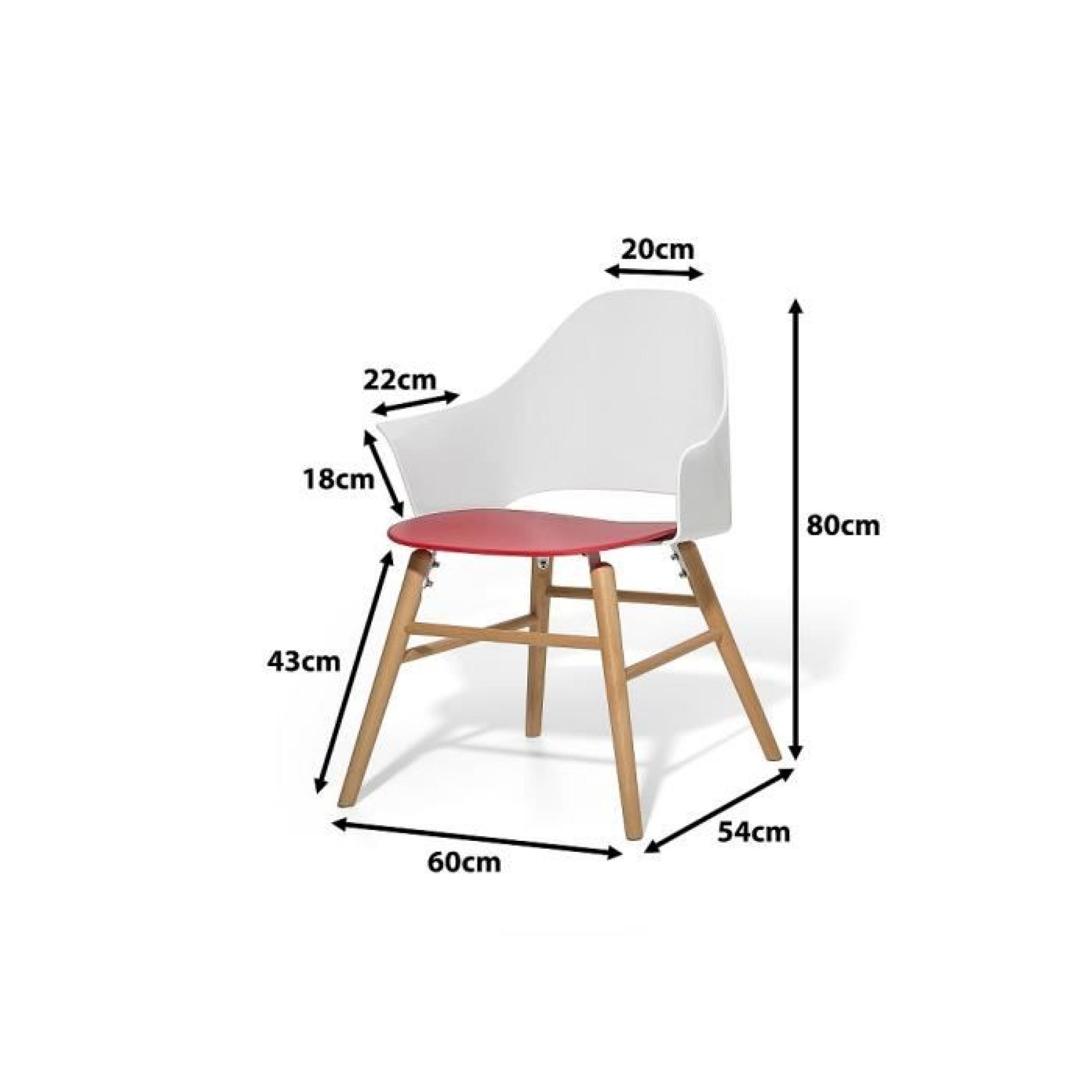 Chaise design - siège en plastique blanc / rouge - Boston pas cher