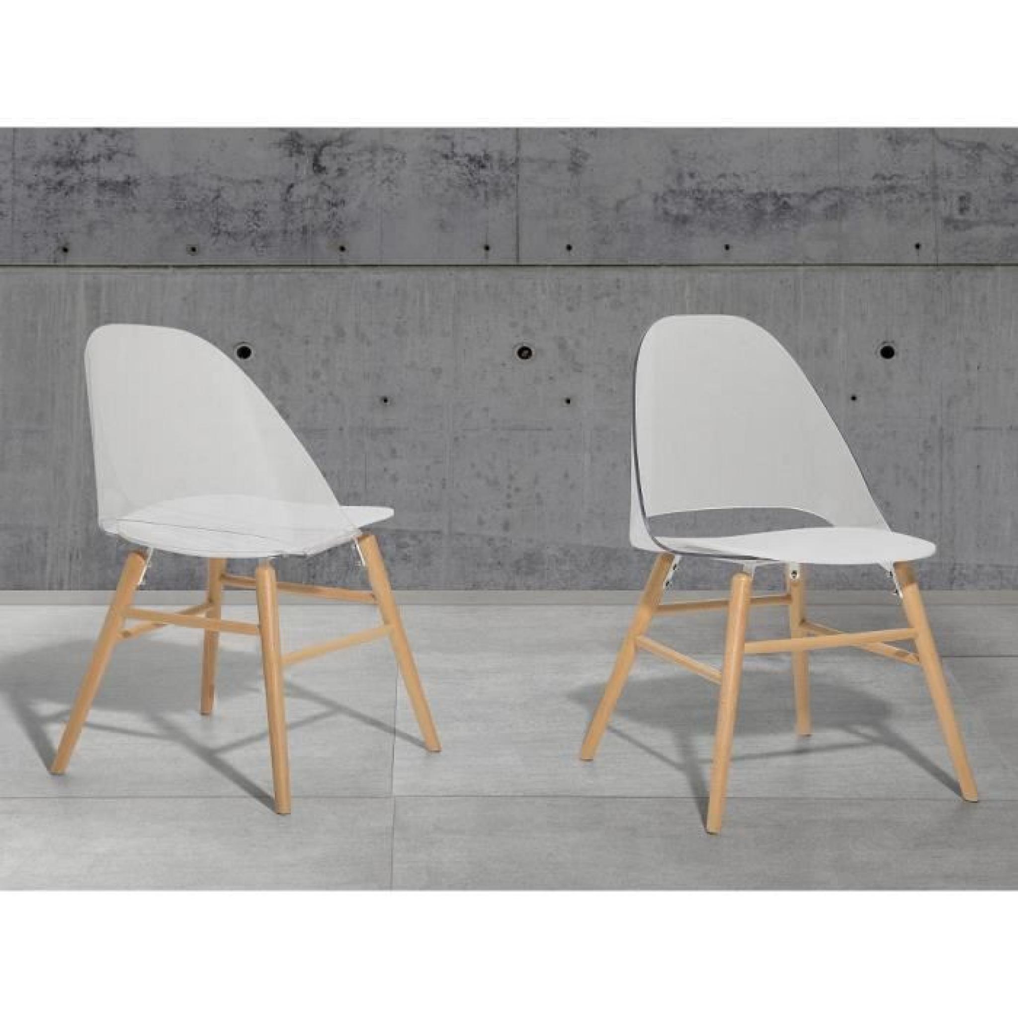Chaise design - siège en plastique blanc / transparent - Milford