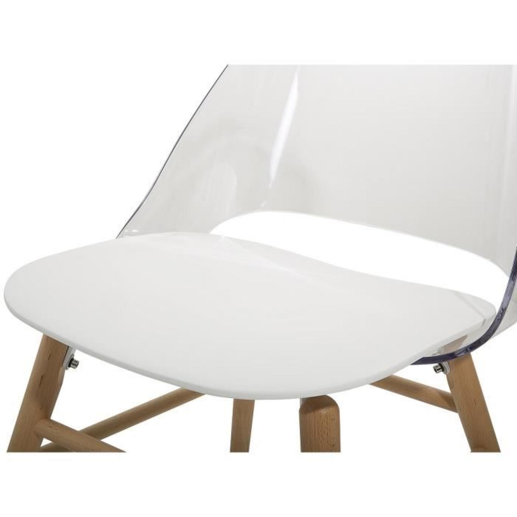 Chaise design - siège en plastique blanc / transparent - Milford pas cher