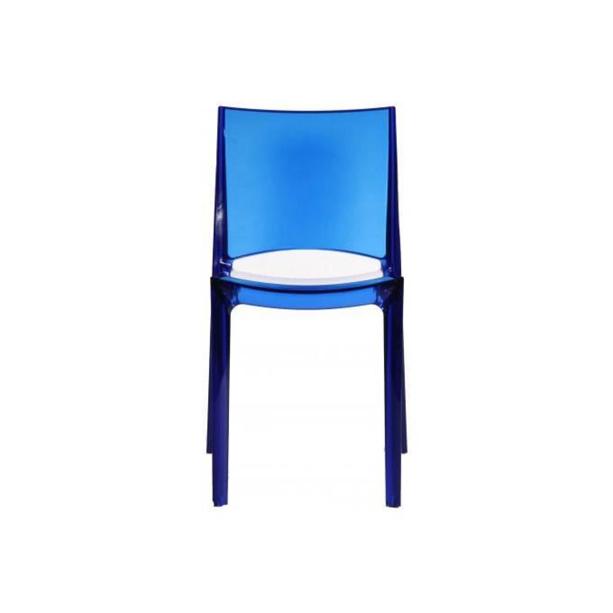 Chaise design transparente bleue Crystal pas cher
