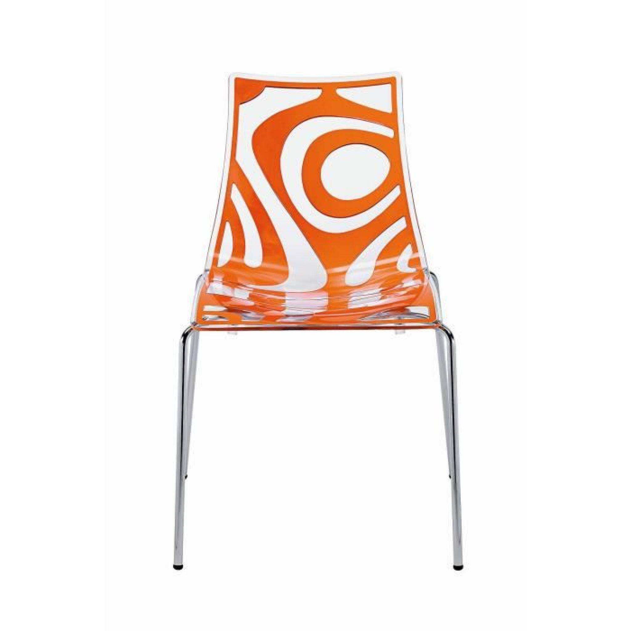 Chaise design transparente et orange WAVE - a l…