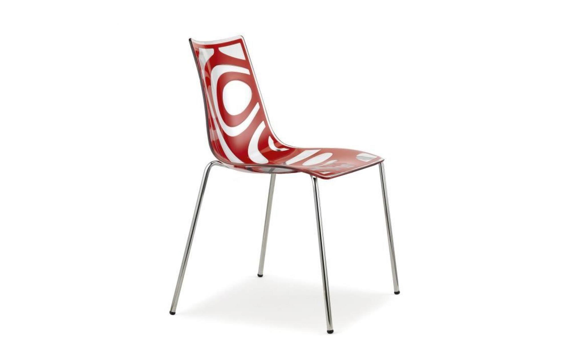 chaise design transparente et rouge wave   a l …