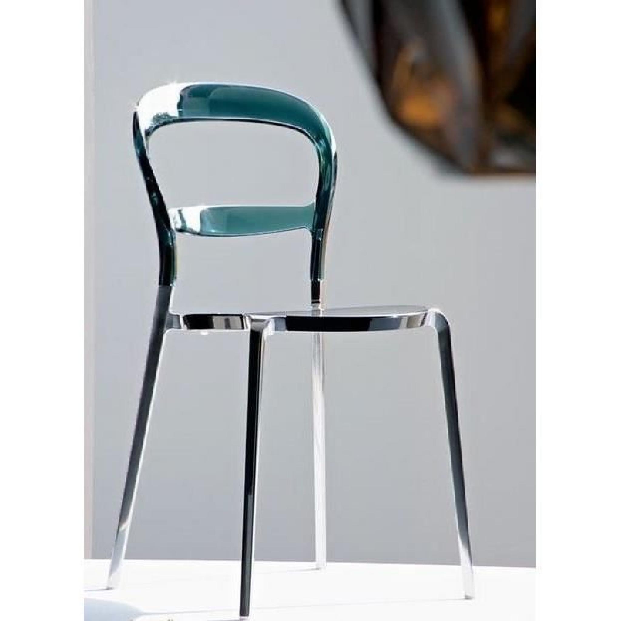 Chaise design WIEN de CALLIGARIS vert d'eau transparent et aluminium 