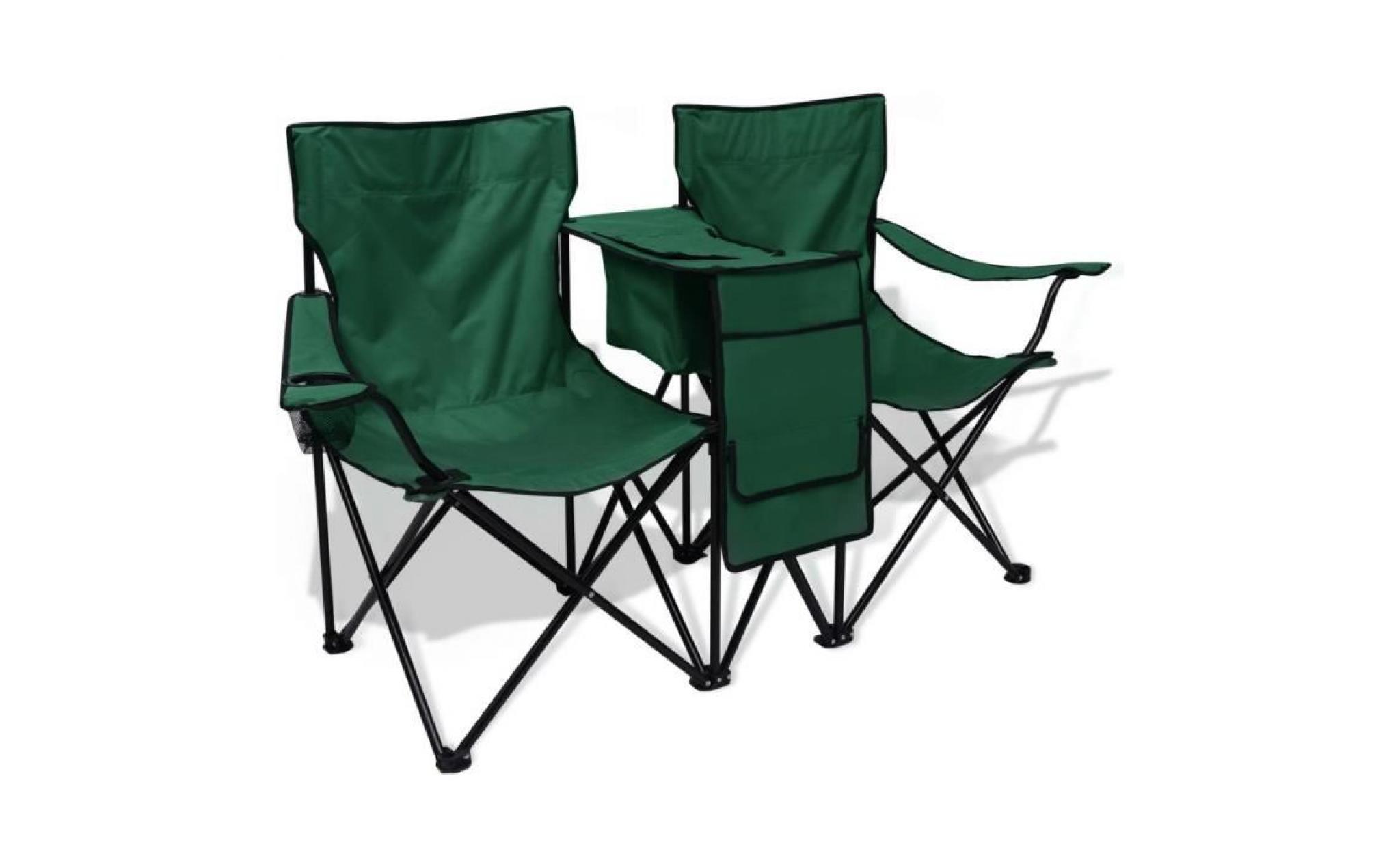 chaise double de camping chaise de jardin avec une table 155 x 47 x 84 cm vert