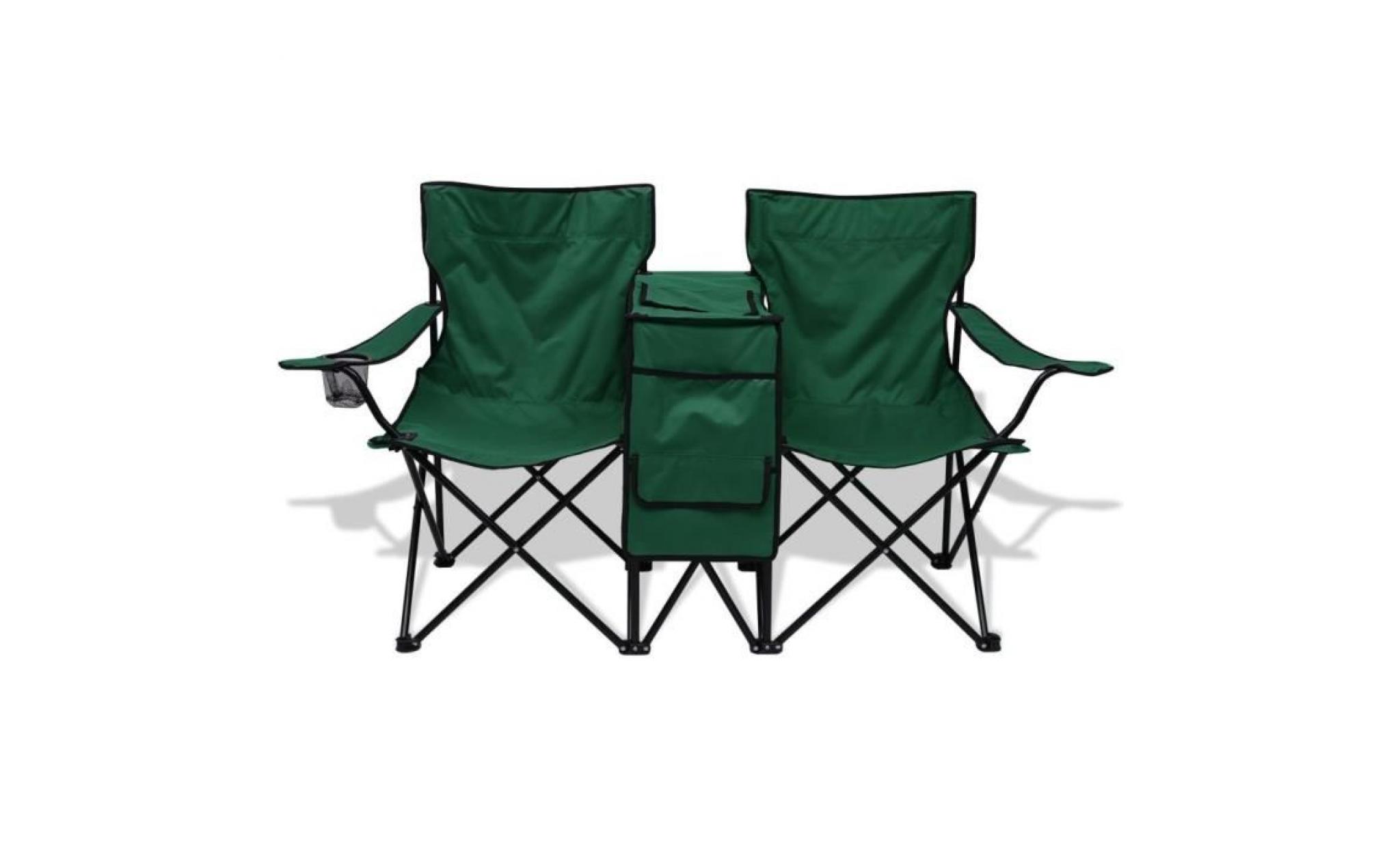 chaise double de camping chaise de jardin avec une table 155 x 47 x 84 cm vert pas cher