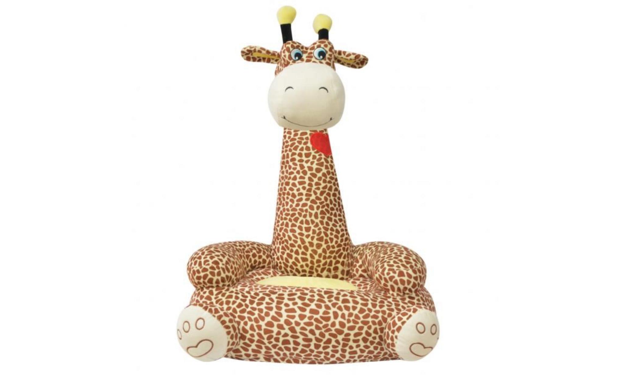 chaise drôle pour enfants en peluche girafe animal en couleur marron pas cher