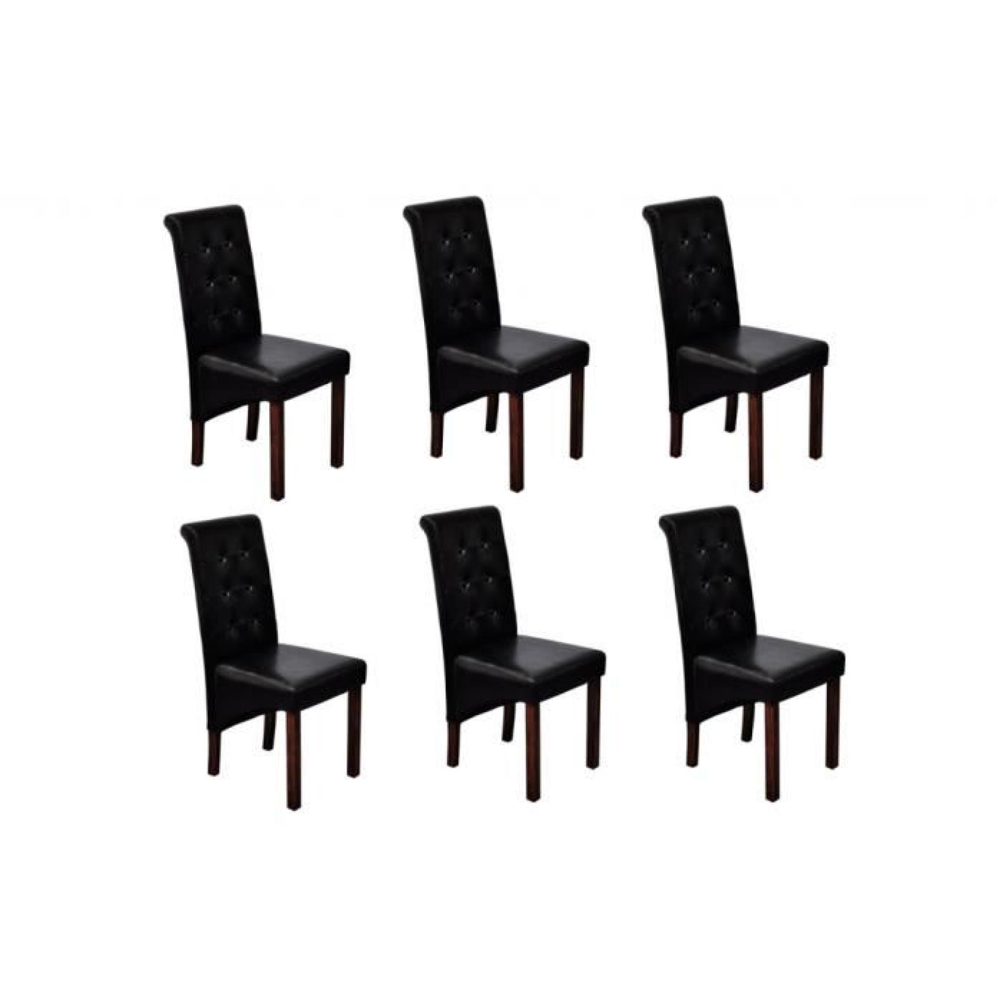 Chaise en cuir artificiel antique noir (6 pcs)
