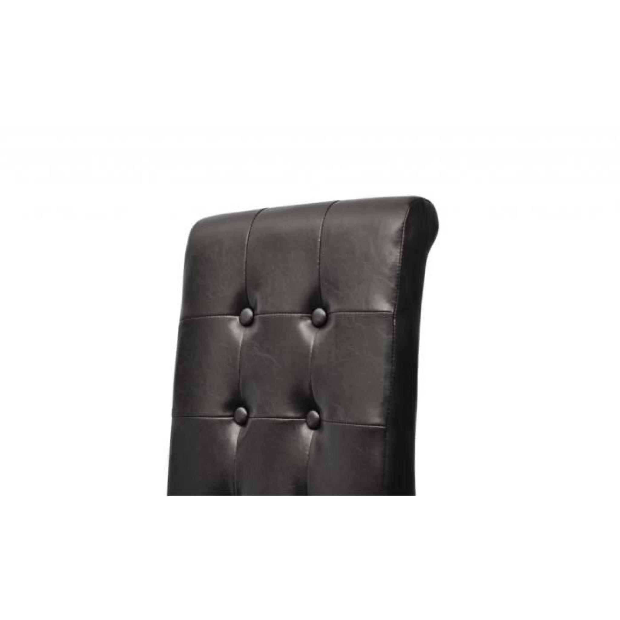 Chaise en cuir artificiel antique noir (6 pcs) pas cher