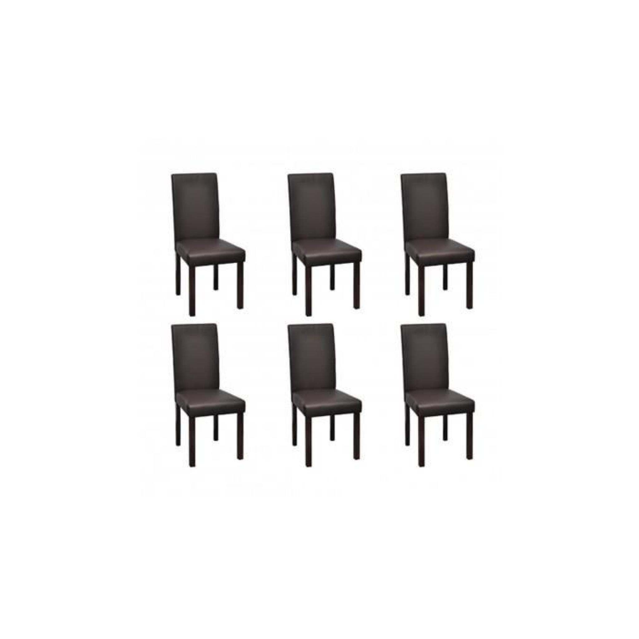 Chaise en cuir design colonial marron bois (lot de 6) Stylashop