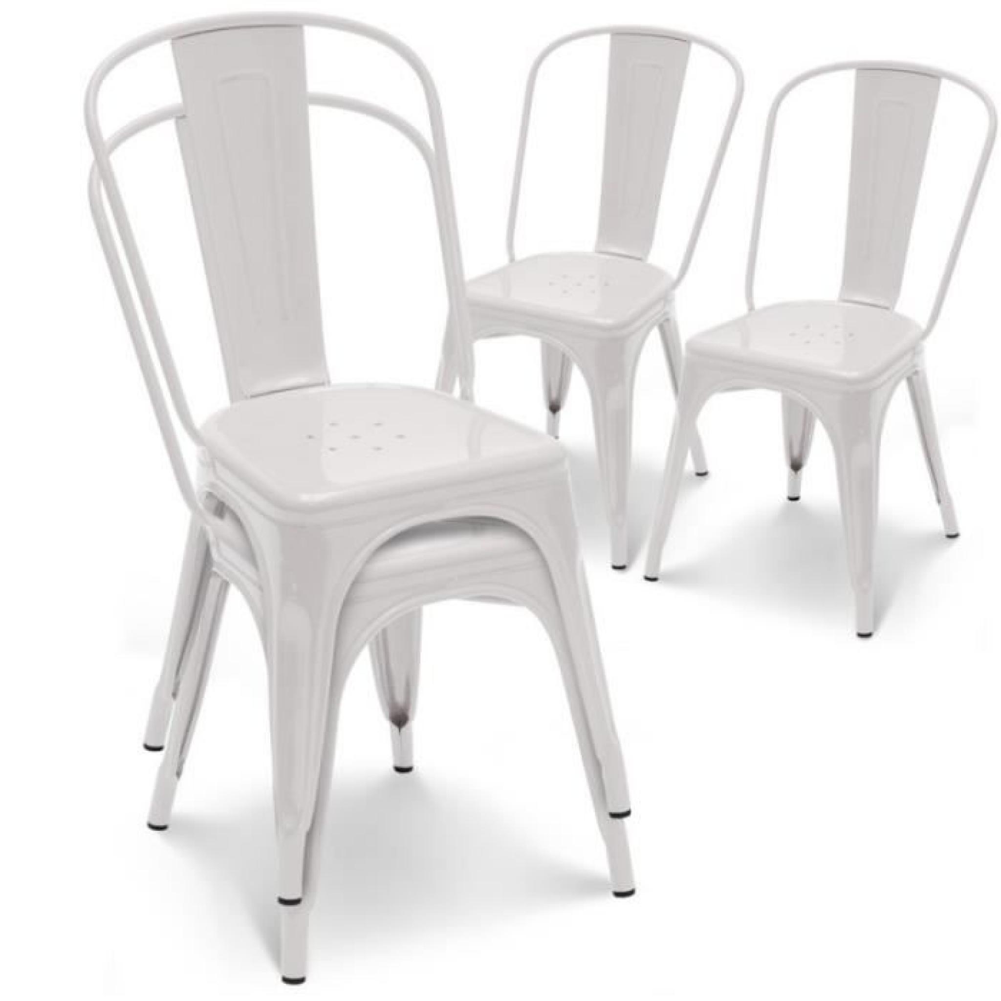 Chaise en métal blanc empilable lot de 4