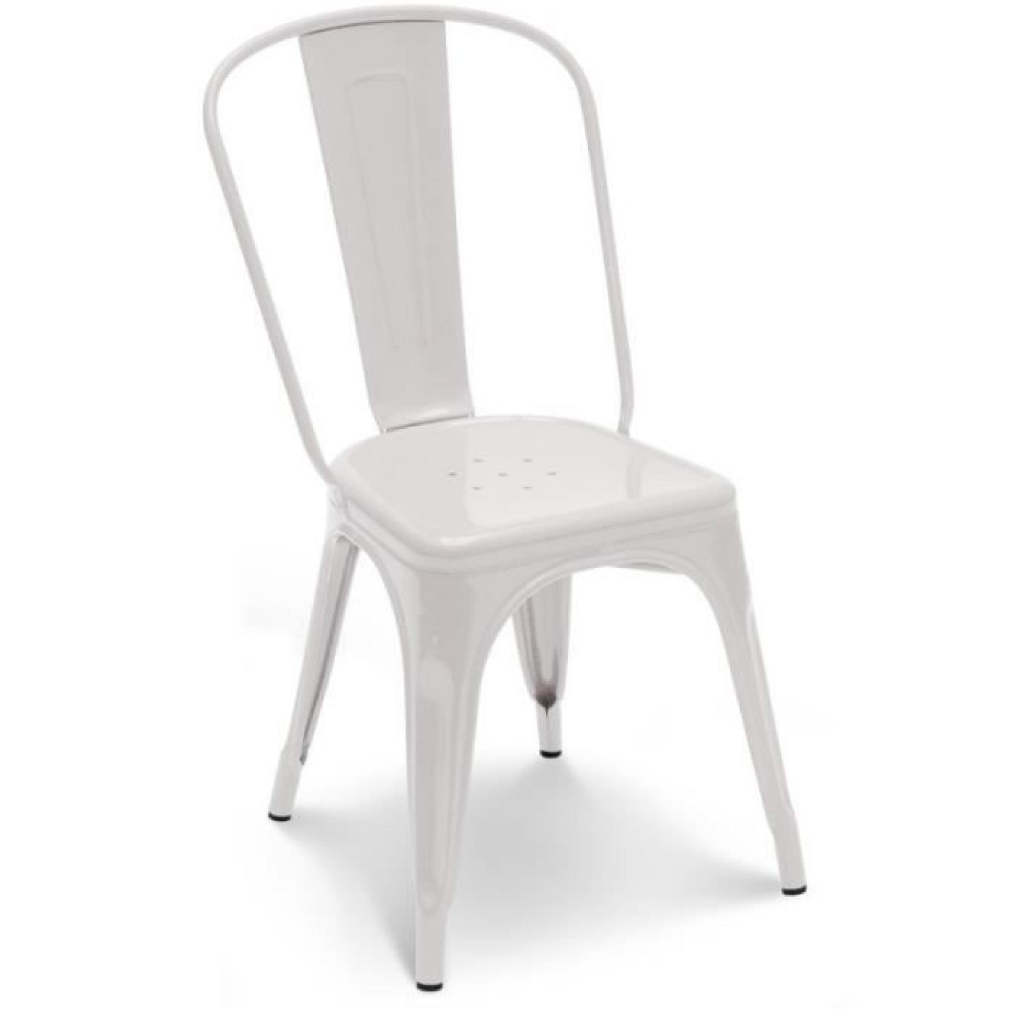 Chaise en métal blanc empilable lot de 4 pas cher