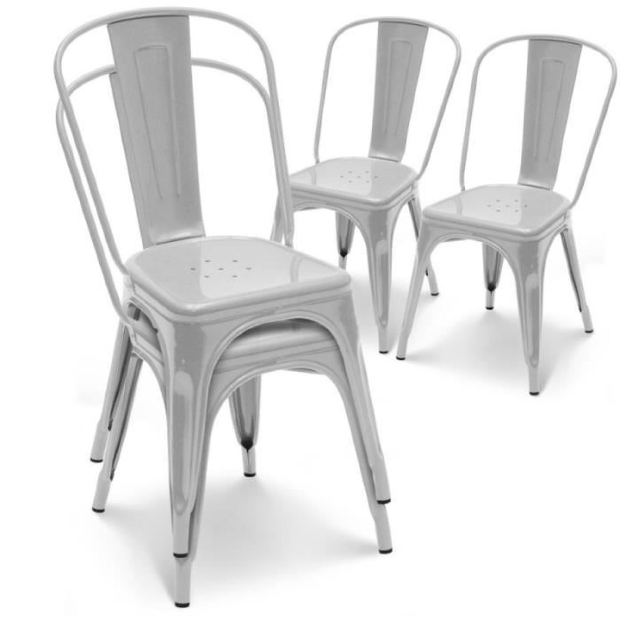 Chaise en métal gris empilable lot de 4
