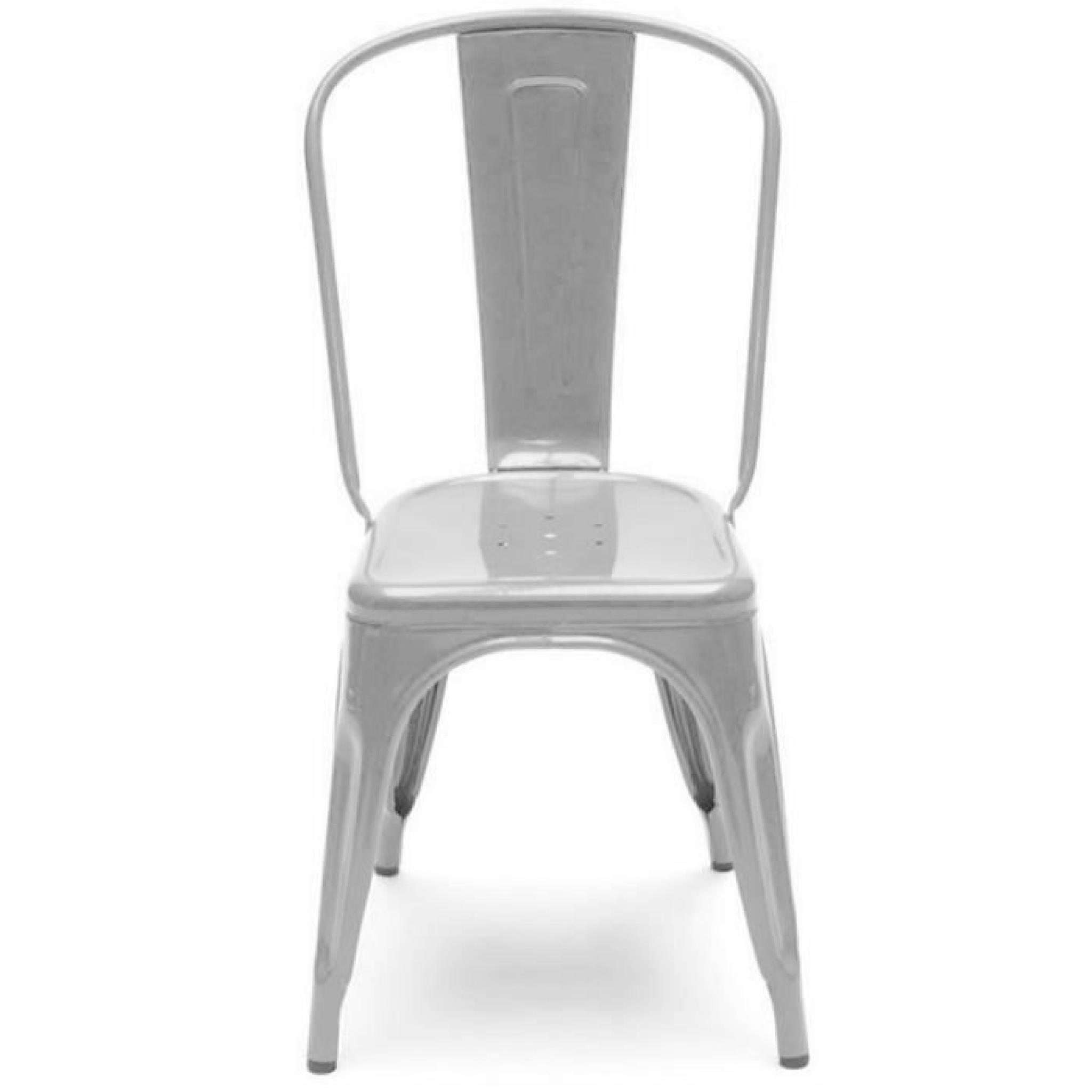 Chaise en métal gris empilable lot de 4 pas cher