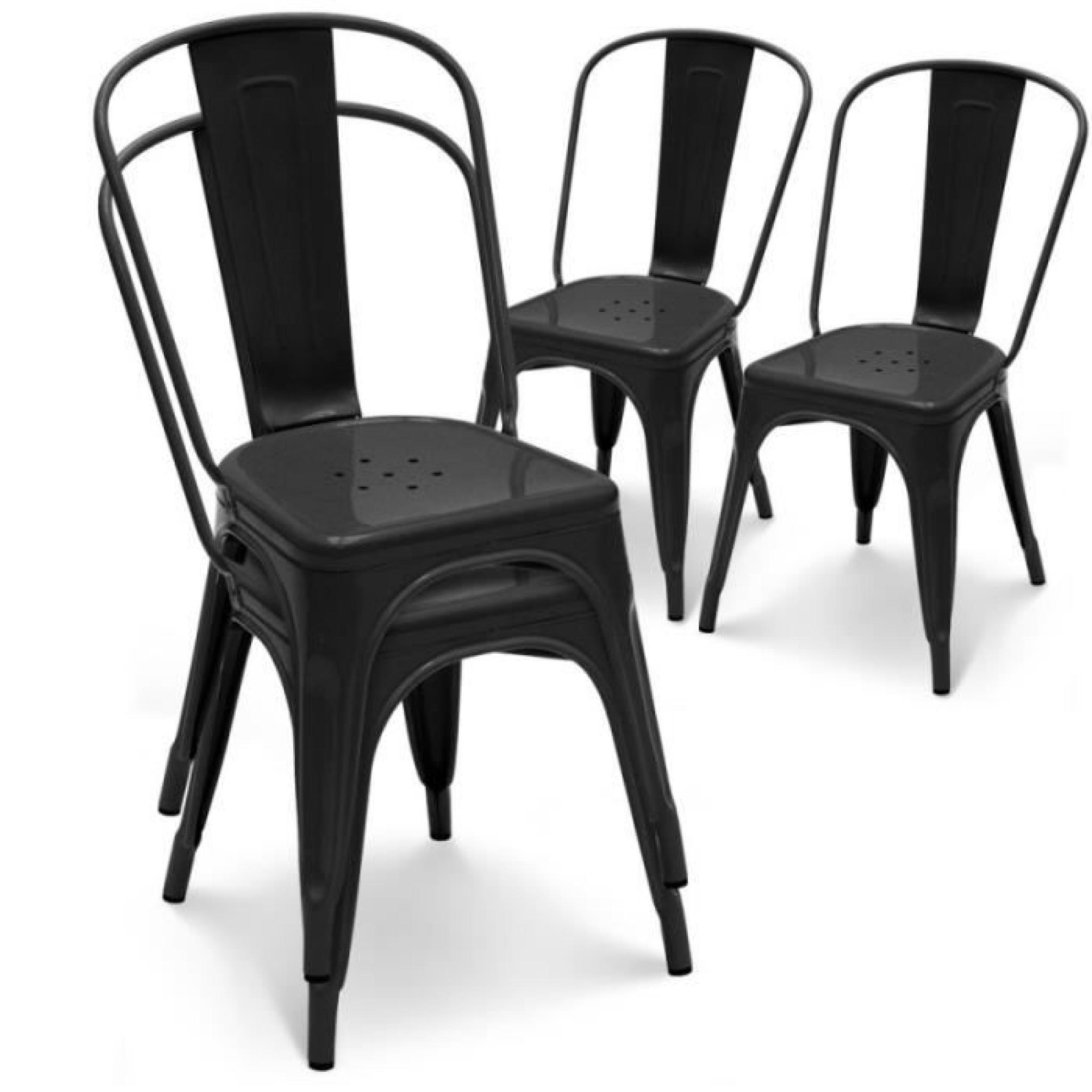 Chaise en métal noir empilable lot de 4