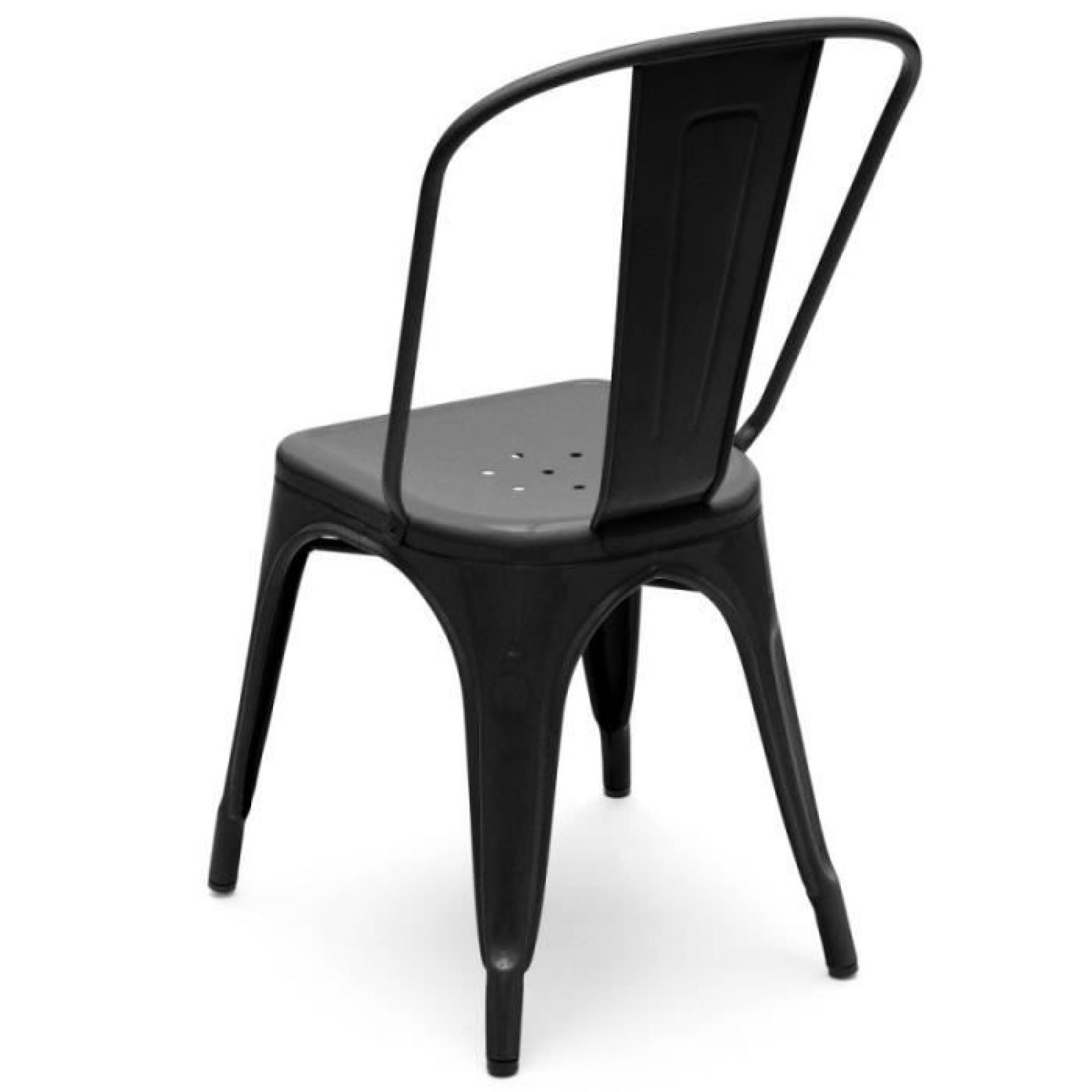 Chaise en métal noir empilable lot de 4 pas cher