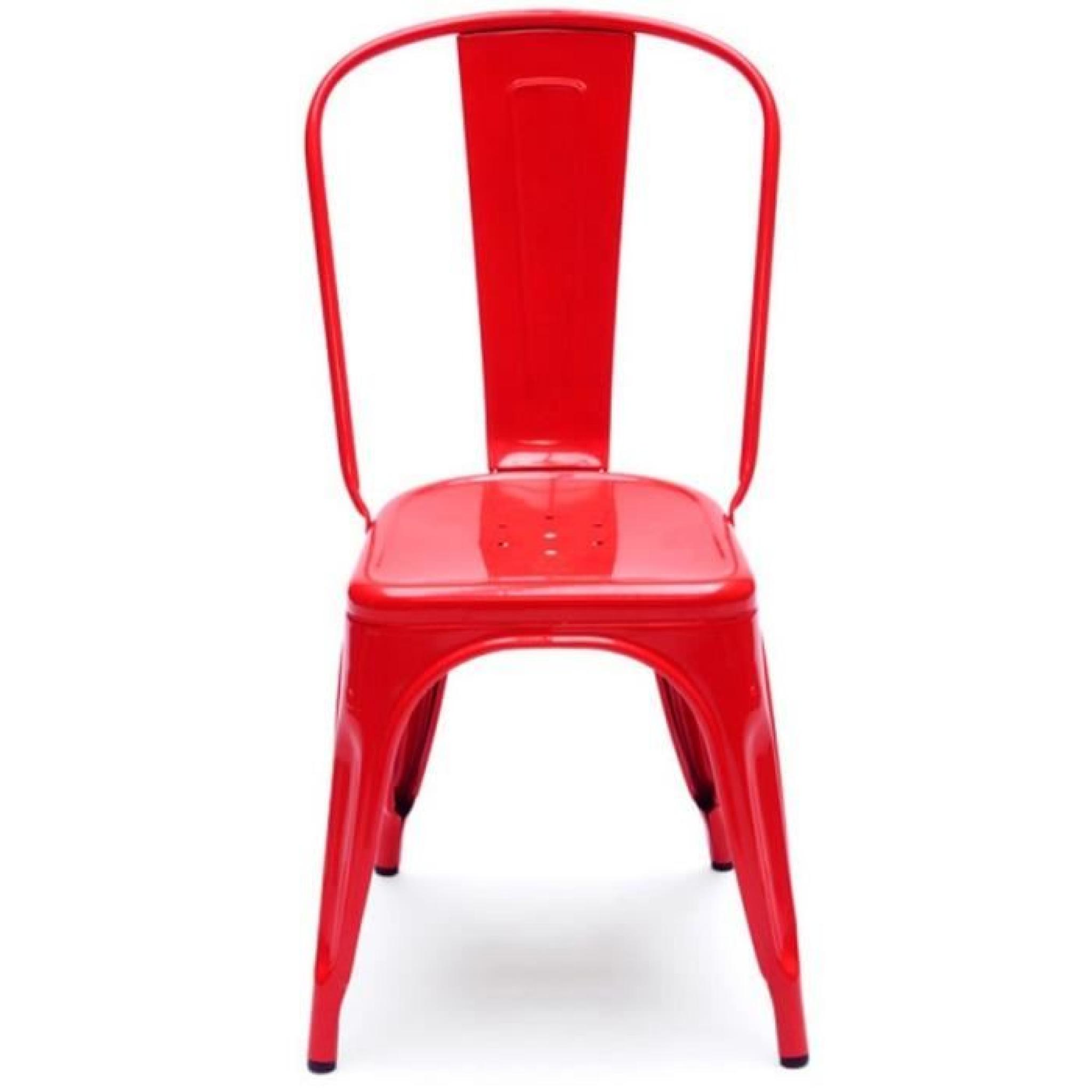 Chaise en métal rouge empilable lot de 4 pas cher