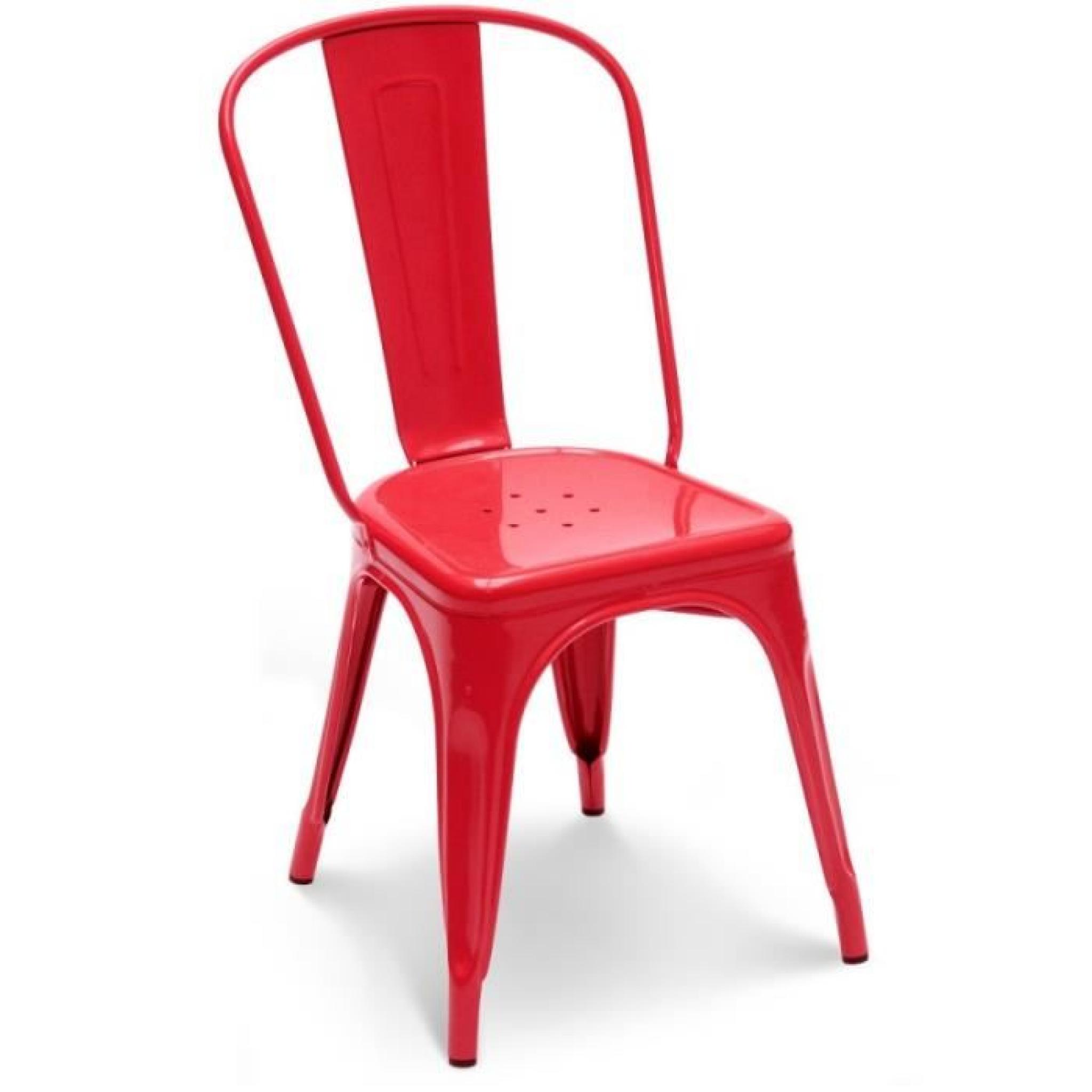 Chaise en métal rouge empilable lot de 4 pas cher