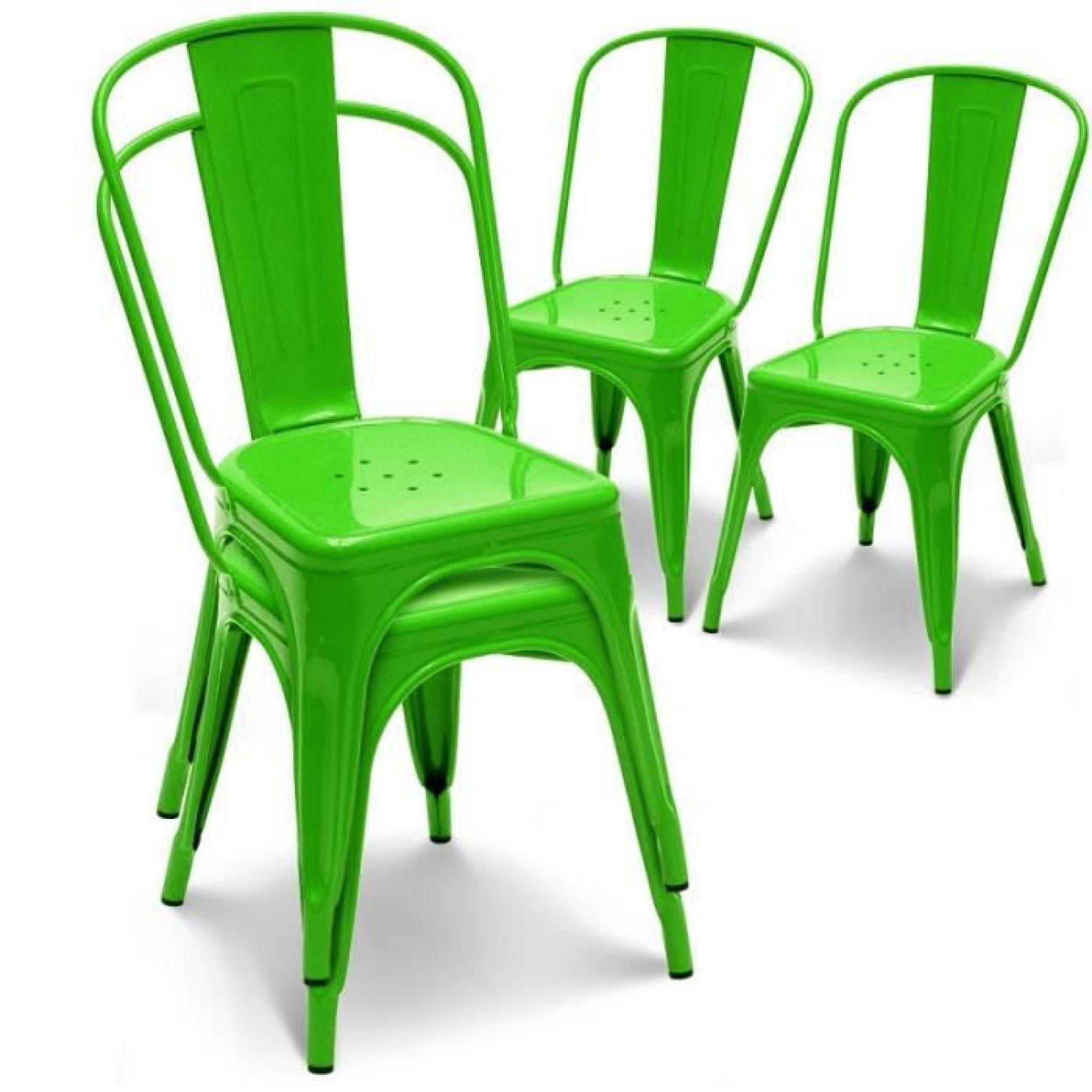 Chaise en métal vert empilable lot de 4