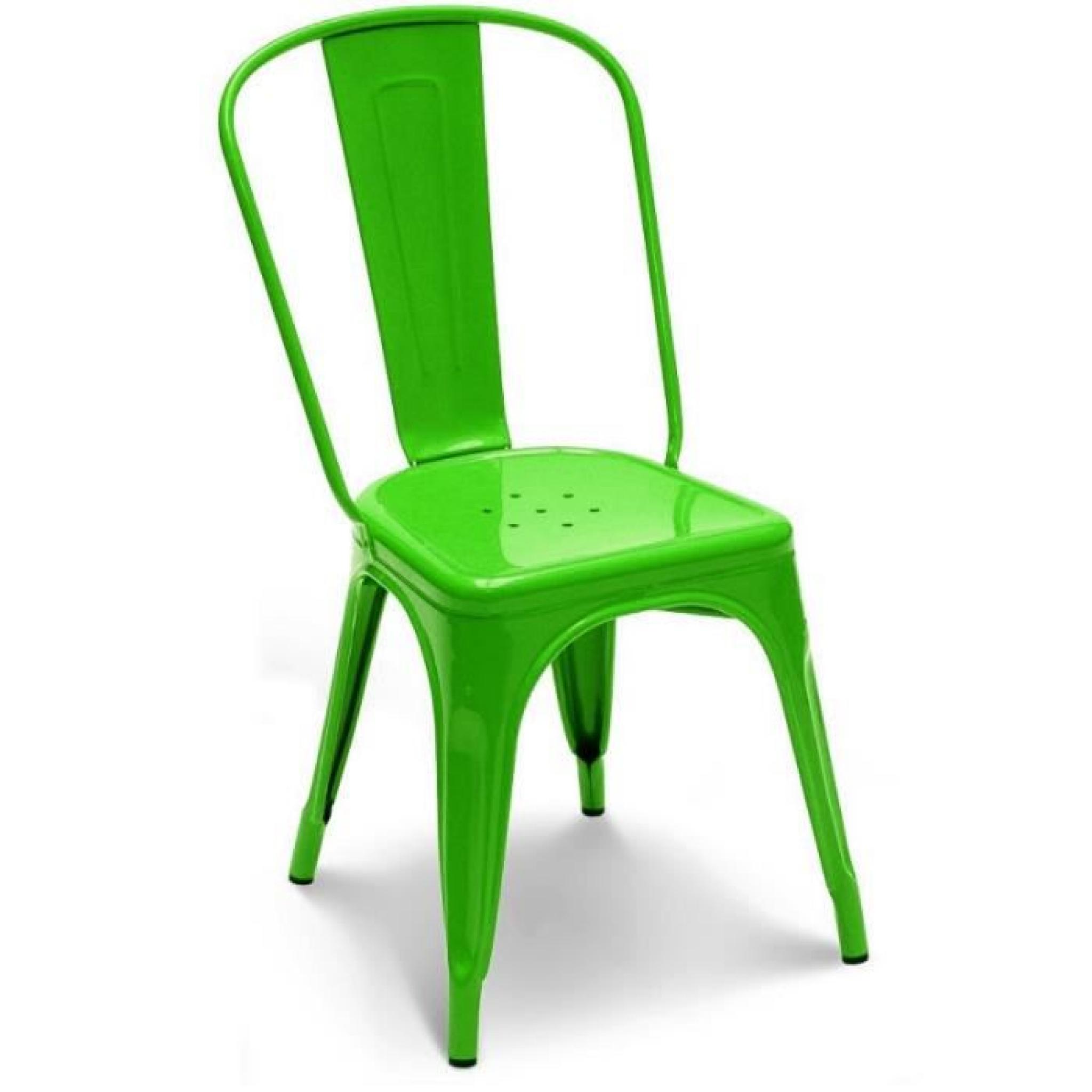 Chaise en métal vert empilable lot de 4 pas cher