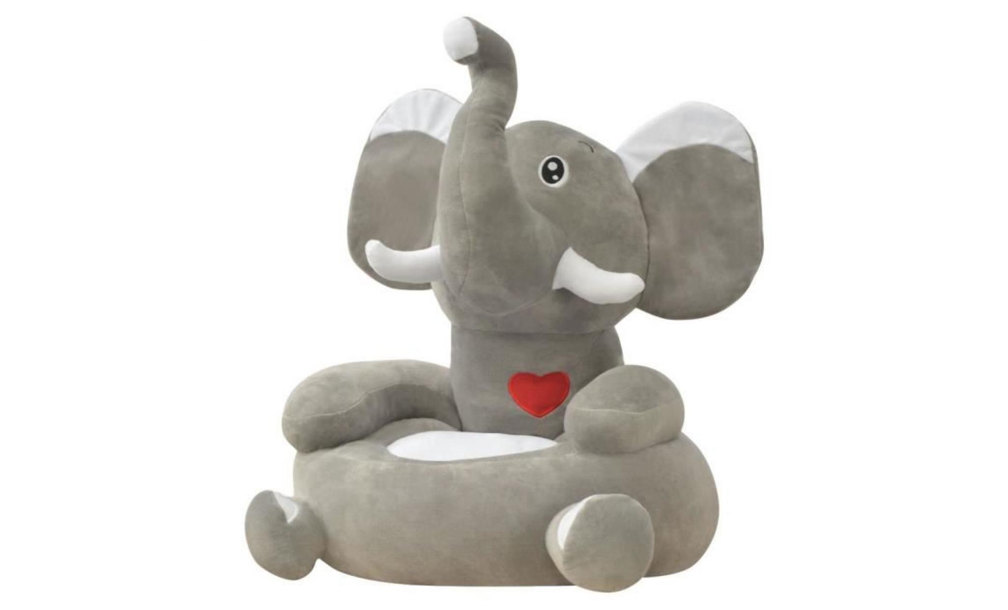 chaise en peluche 50 x 47 x 55 cm pour enfants Éléphant gris chaise enfants fauteuil enfants