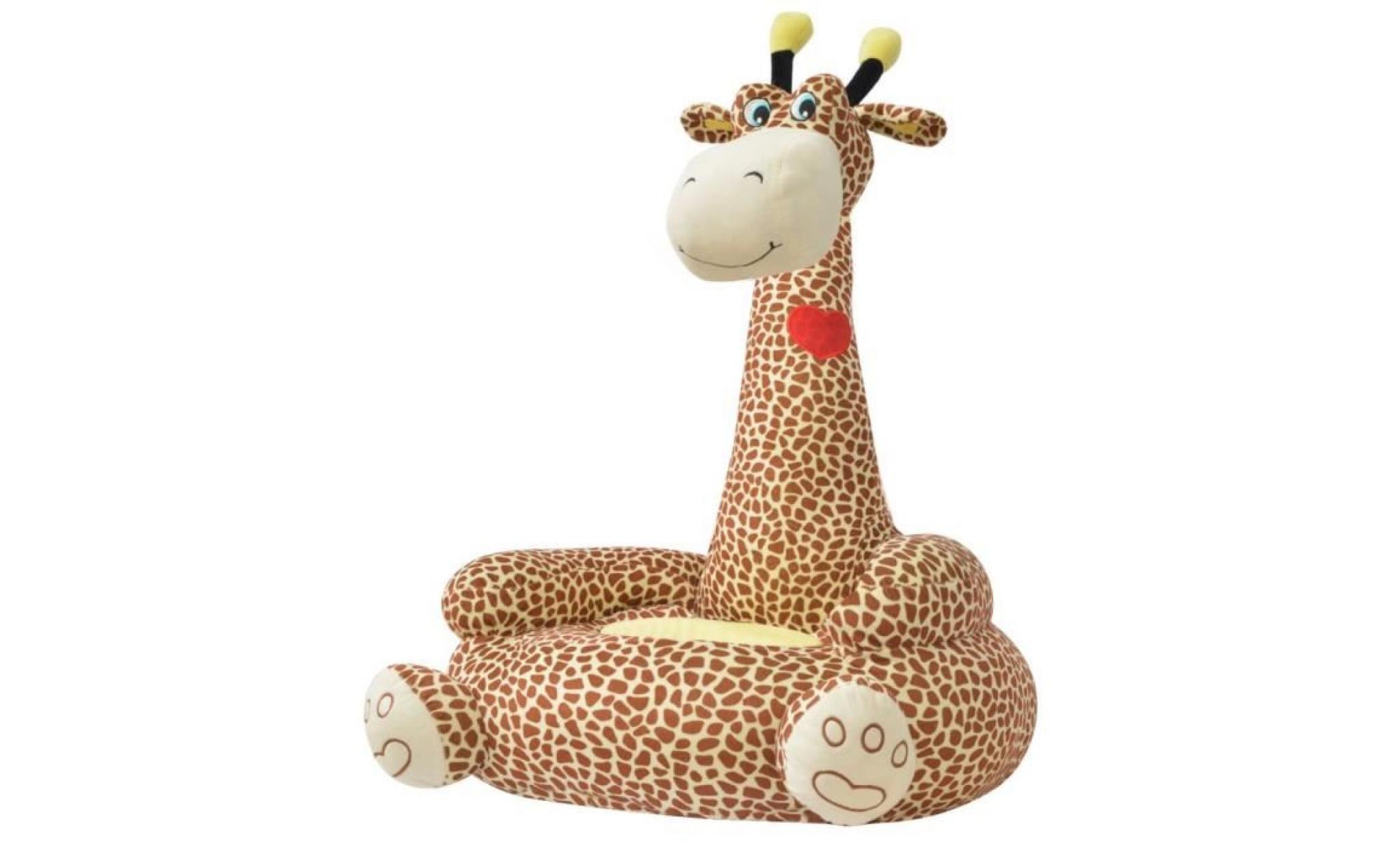 chaise en peluche pour enfants girafe marron