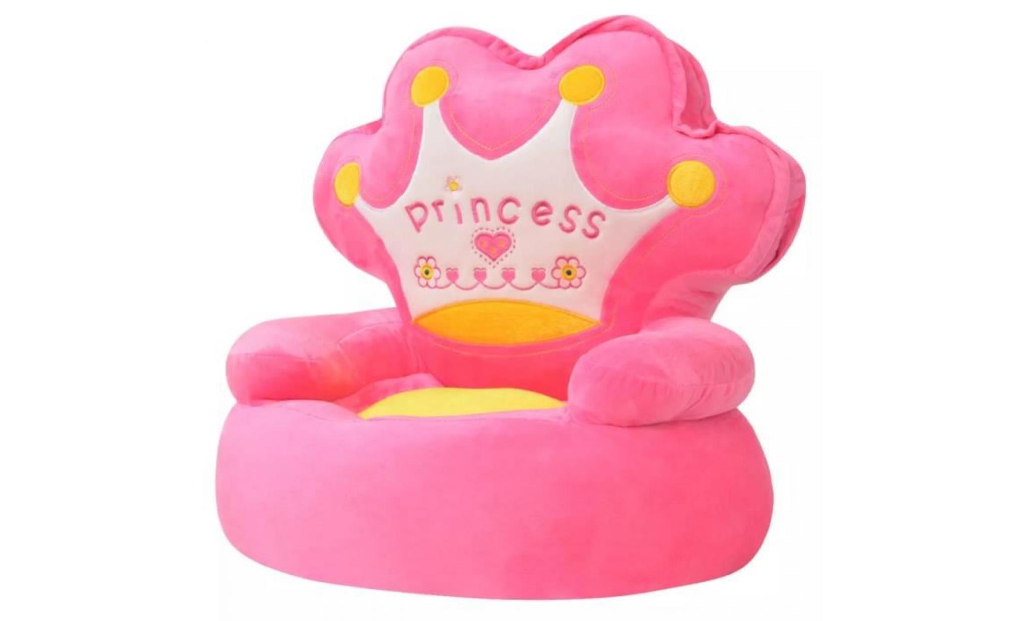 chaise en peluche pour enfants princesse rose