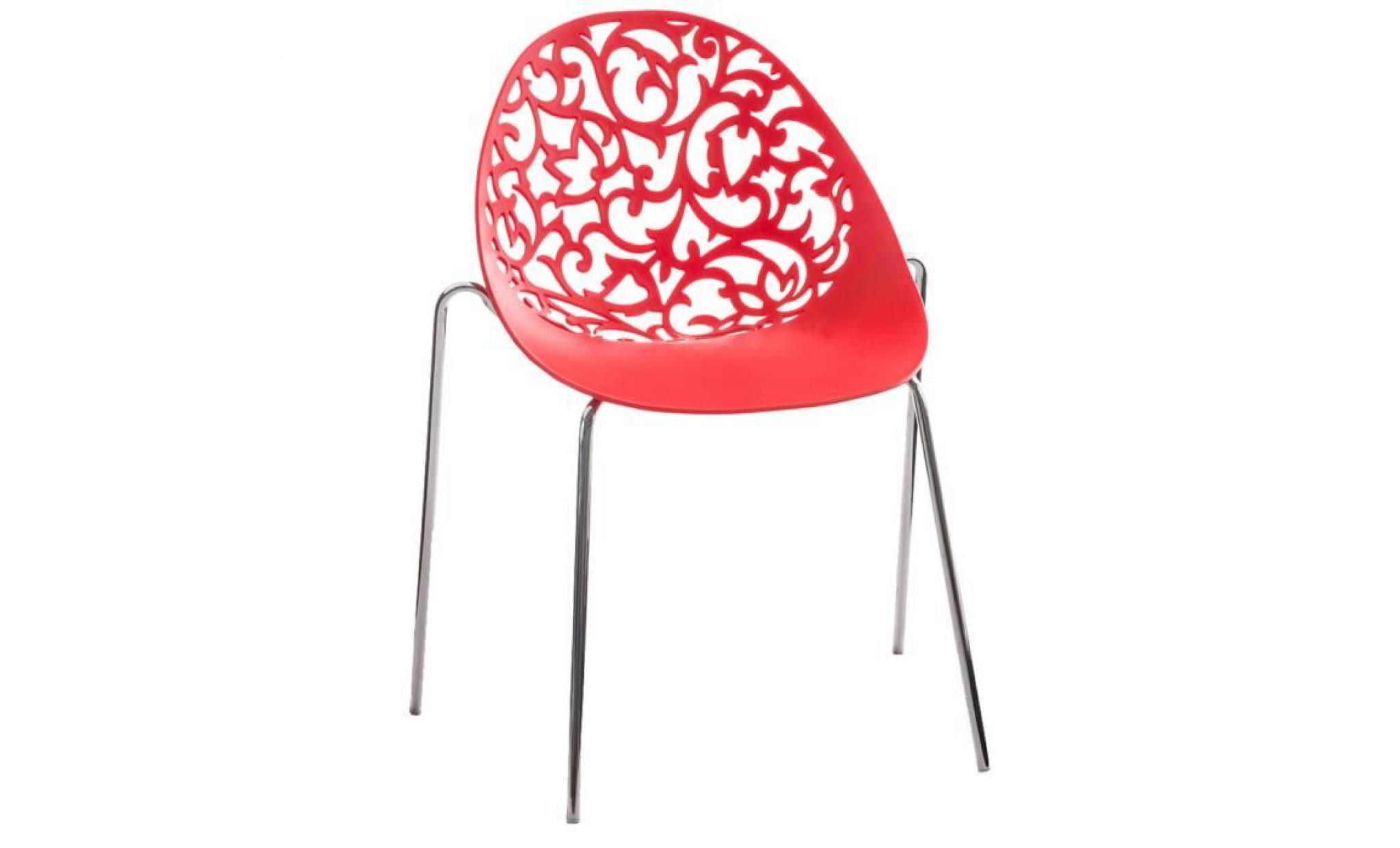 chaise en plastique/métal coloris rouge   80 x 63 x 51 cm pas cher