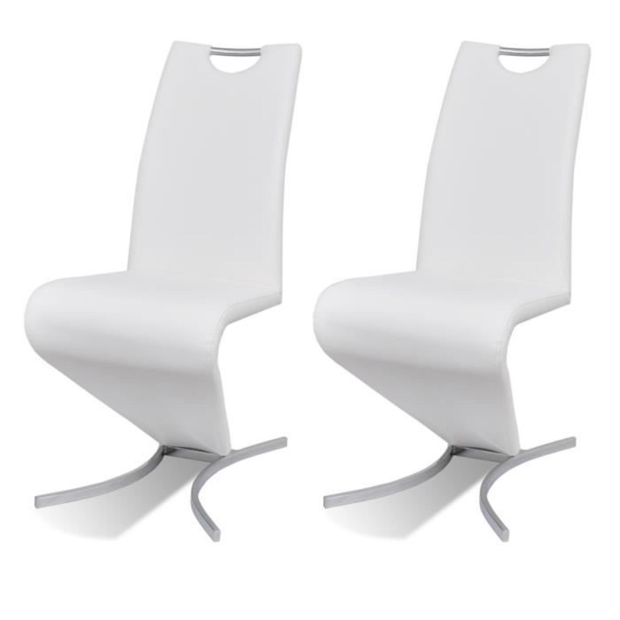 Chaise en PU Cantilever avec pieds en forme de H Blanc 2 pcs pas cher