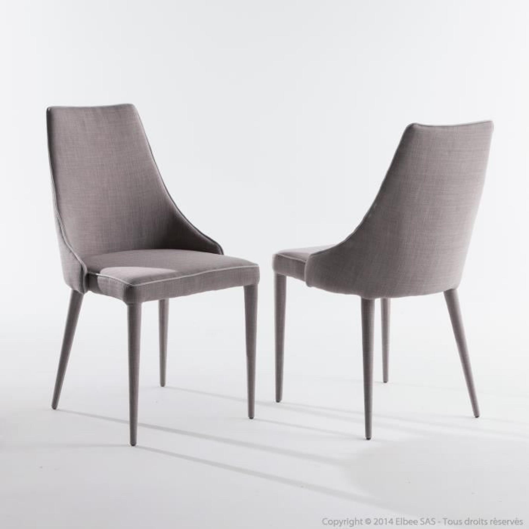 Chaise en tissu gris clair - Lot de 2 KATJA